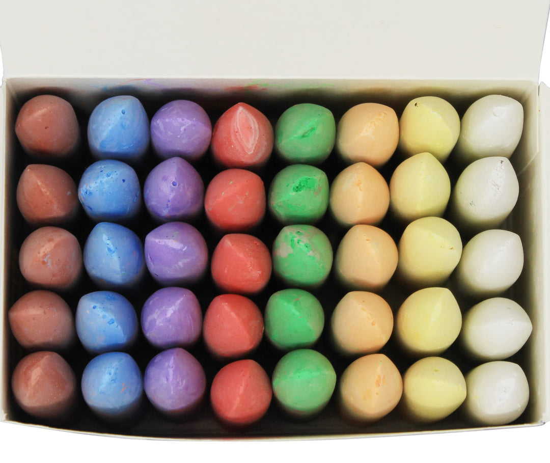 Bright Ideas PK40 5.5cm Chunky Chalk Sticks - Assorted Colours for Outdoor Playground Fun