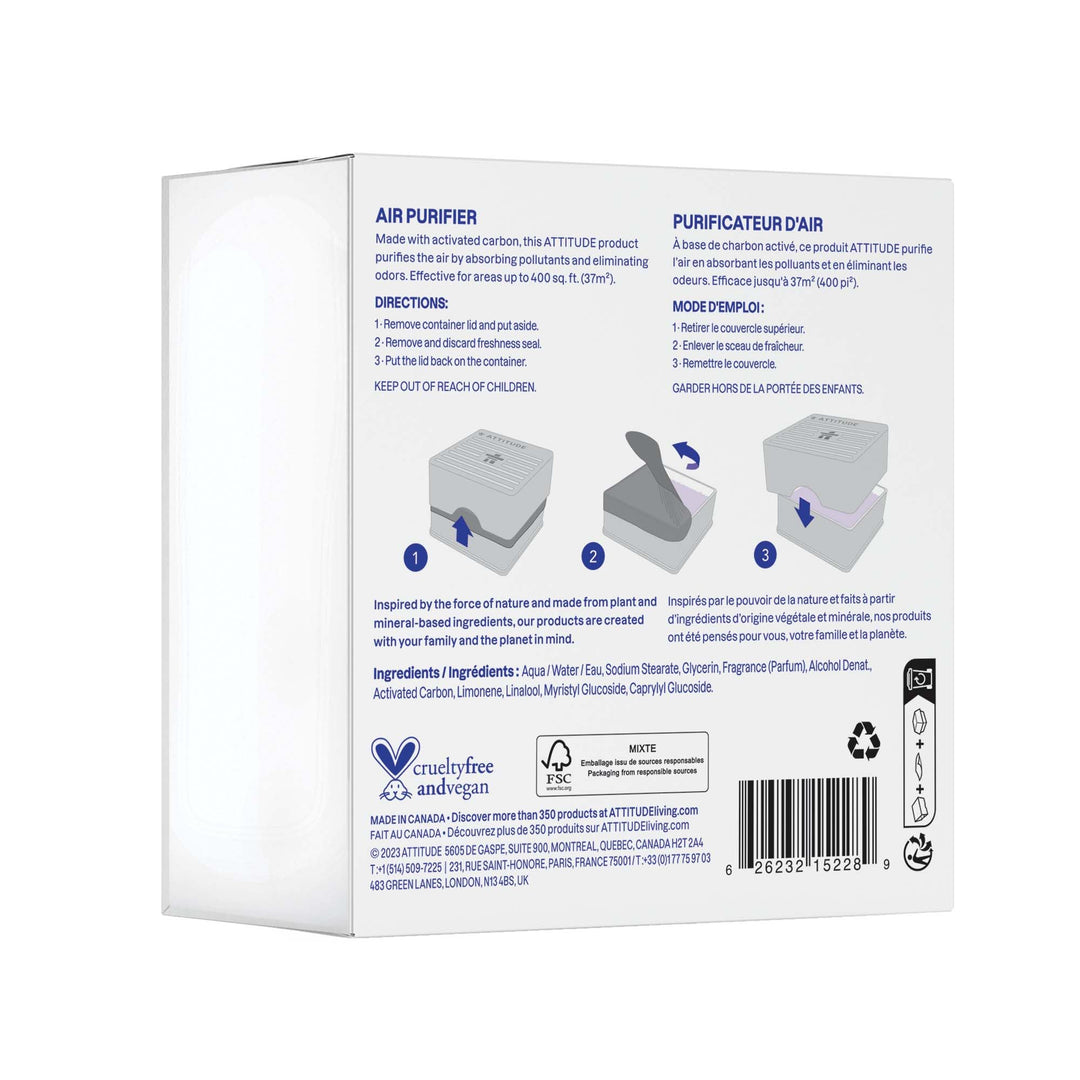 ATTITUDE - Odor Eliminator with Activated Carbon Plant-Based Air Purifier Lavender & Eucalyptus