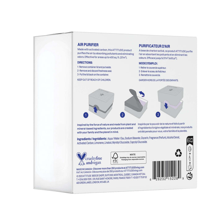 ATTITUDE - Odor Eliminator with Activated Carbon Plant-Based Air Purifier Lavender & Eucalyptus