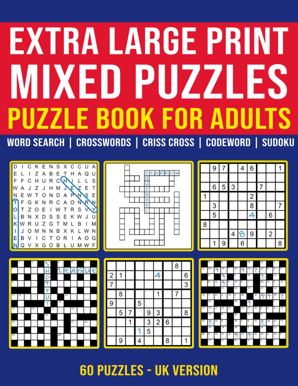 Clever Quest Publishing Extra Large Print Mixed Puzzles Book | 60 Puzzles | Paperback 1