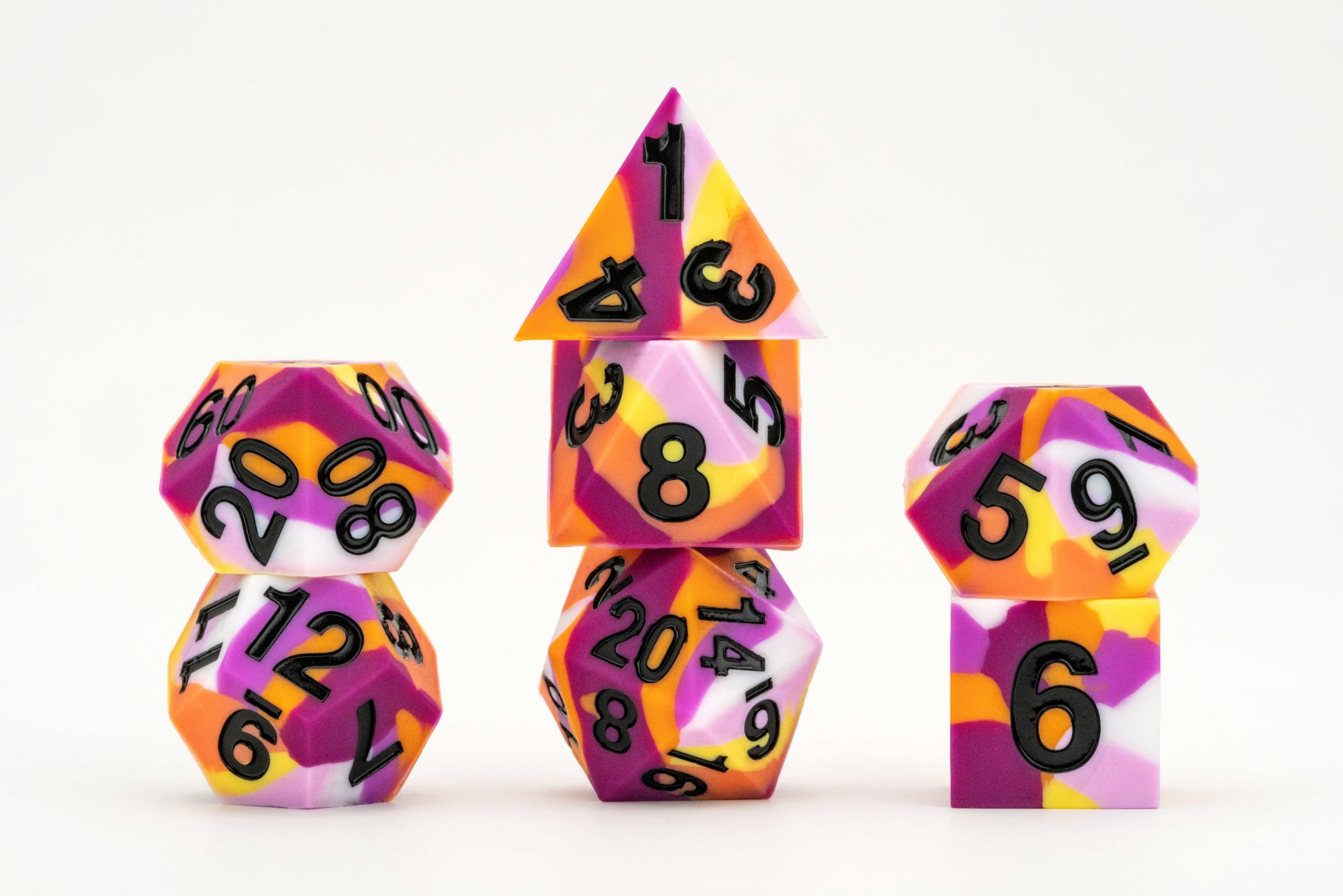 Metallic Dice Games FanRoll Lesbian Pride Sharp Edge Silicone Poly Dice Set | 16mm | 7 Piece 8