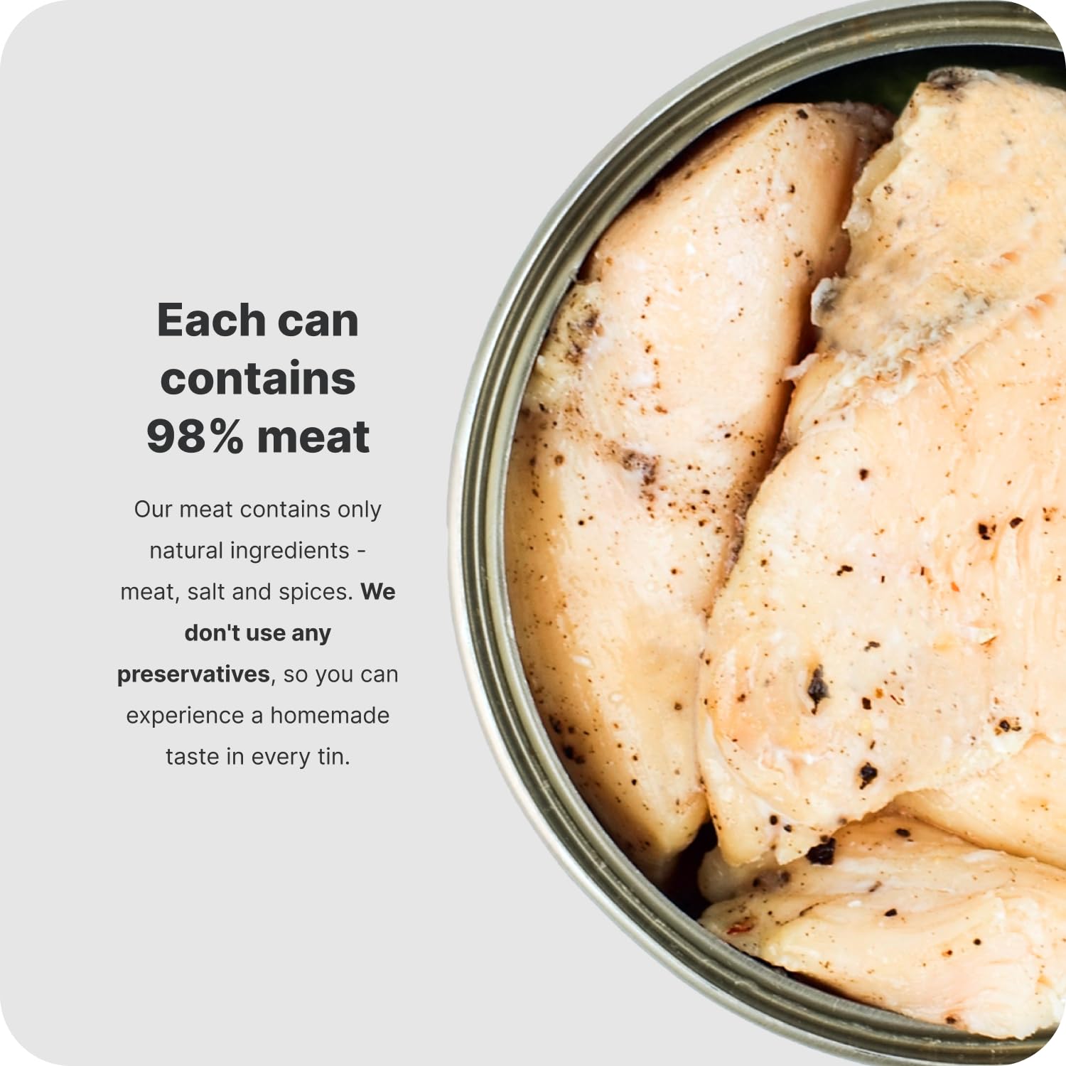 Vilgain Chicken Breasts with Salt and Pepper - 100g Tin | 98% Chicken Breast | 20g Protein 3