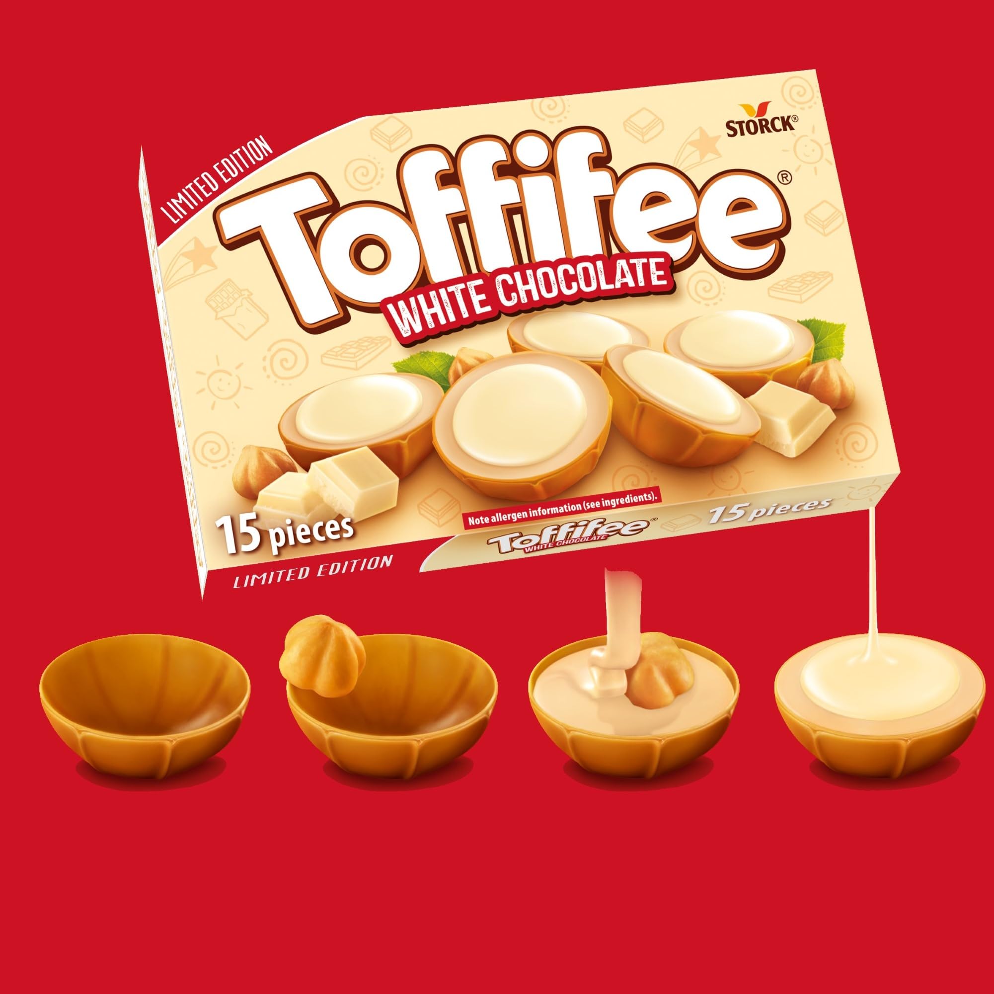 Toffifee White Chocolate Chewy Caramel Cups with Hazelnut & Smooth Whi