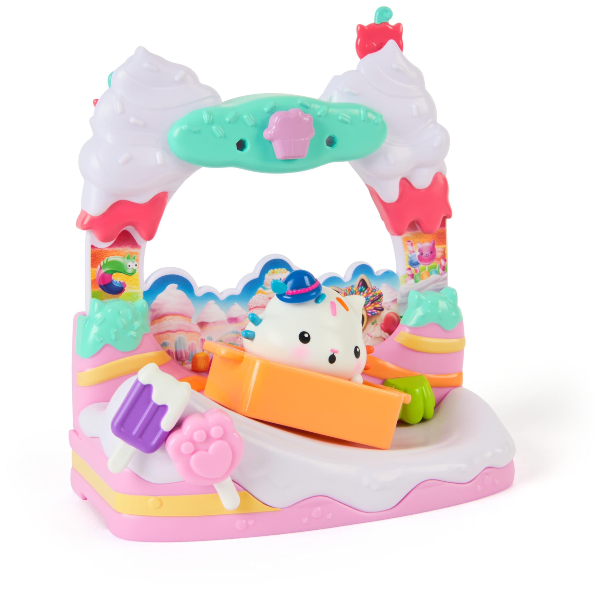 Gabby's Dollhouse: The Movie Cakey Cat's Sweet Treat Balcony Playset - 7-Piece Pretend Play Set with Movie Figure & Surprise Accessory 1