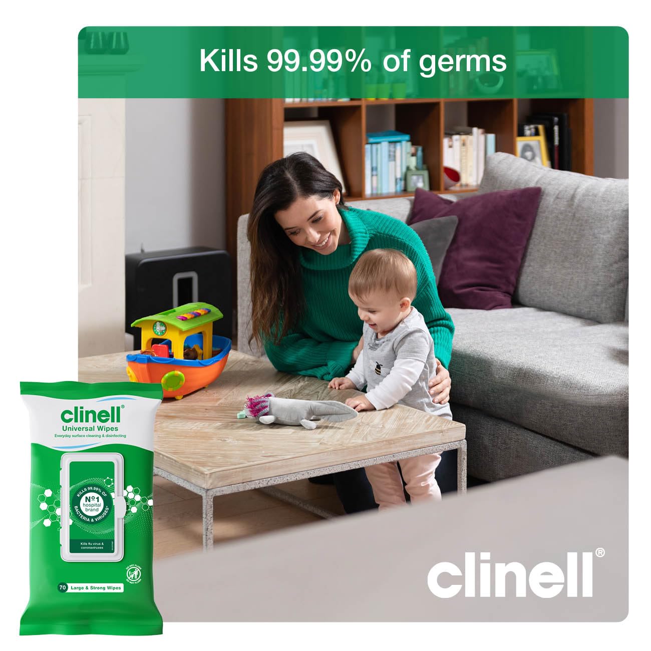 Clinell Universal Cleaning and Disinfecting Wipes - Kills 99.99% | 70 Count Wipes | Pack of 4 6
