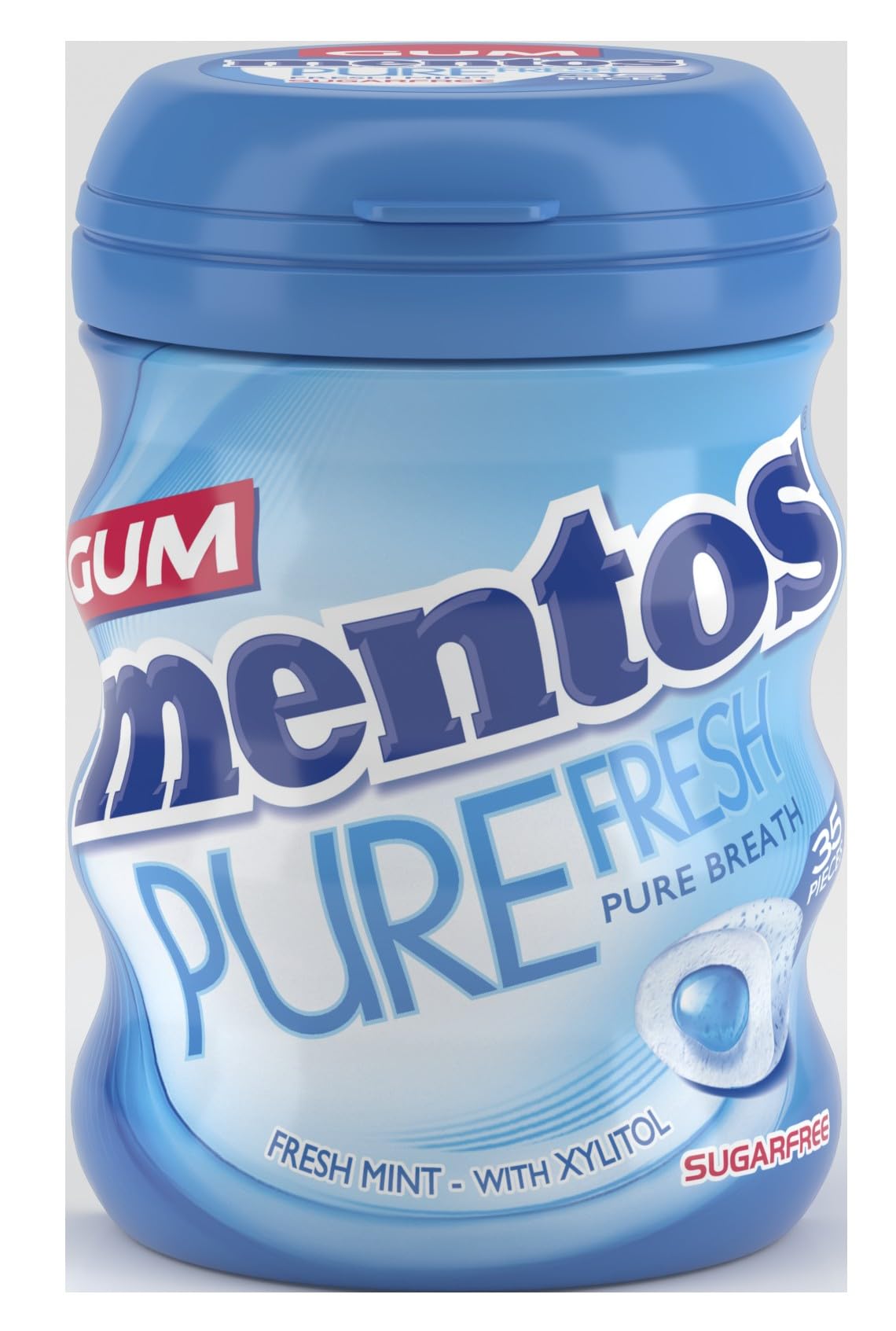 MENTOS Pure Fresh Fresh Mint Chewing Gum - Sugar-Free, Xylitol, 6 Pack of 35 Pieces