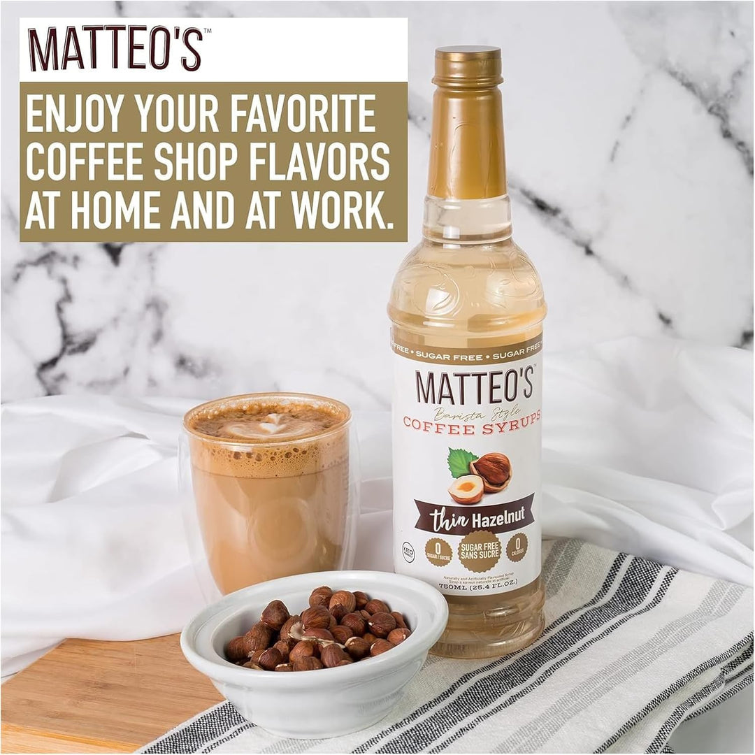 Matteo's Sugar Free Coffee Flavoring Syrup, Hazelnut, 0 Calorie, Keto Friendly, 25.4 Oz