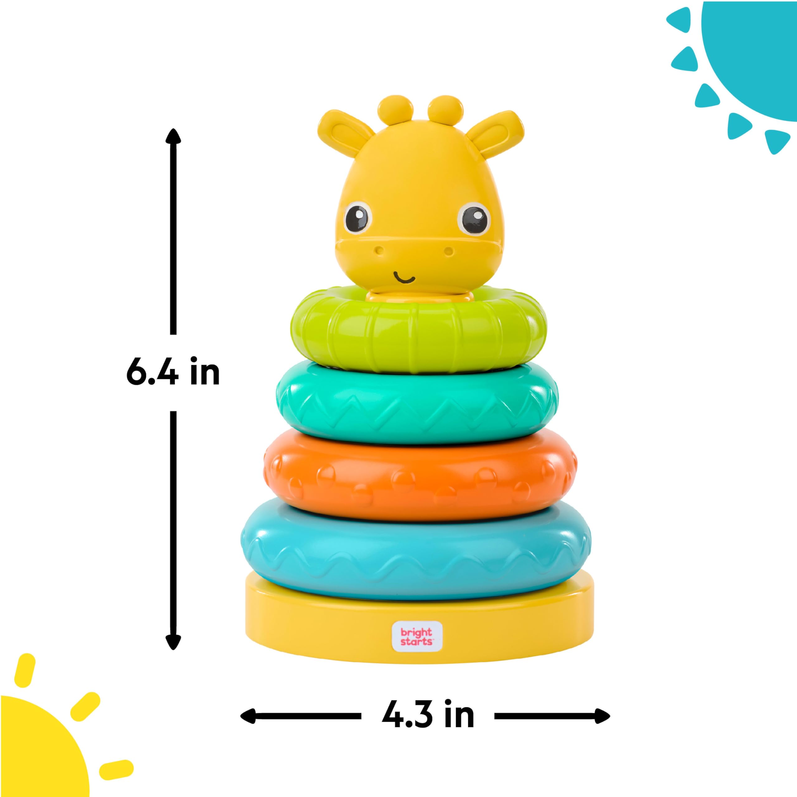 Bright Starts Giraffe Tower Stacking Toy - Fine Motor Skills Development | Ages 6 Months+ 5