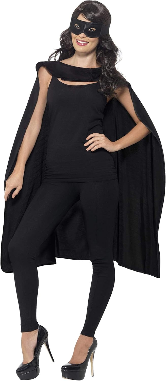 Smiffys Superhero Accessory Kit - Cape and Eyemask in Black 1