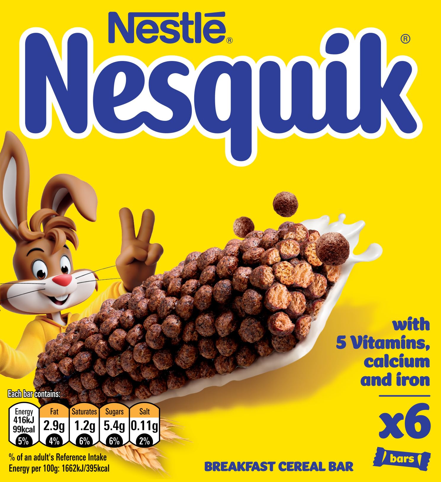 Nestlé Nesquik Breakfast Cereal Bars - Chocolate Flavoured, 6 x 25g Bars (150g Total) 1