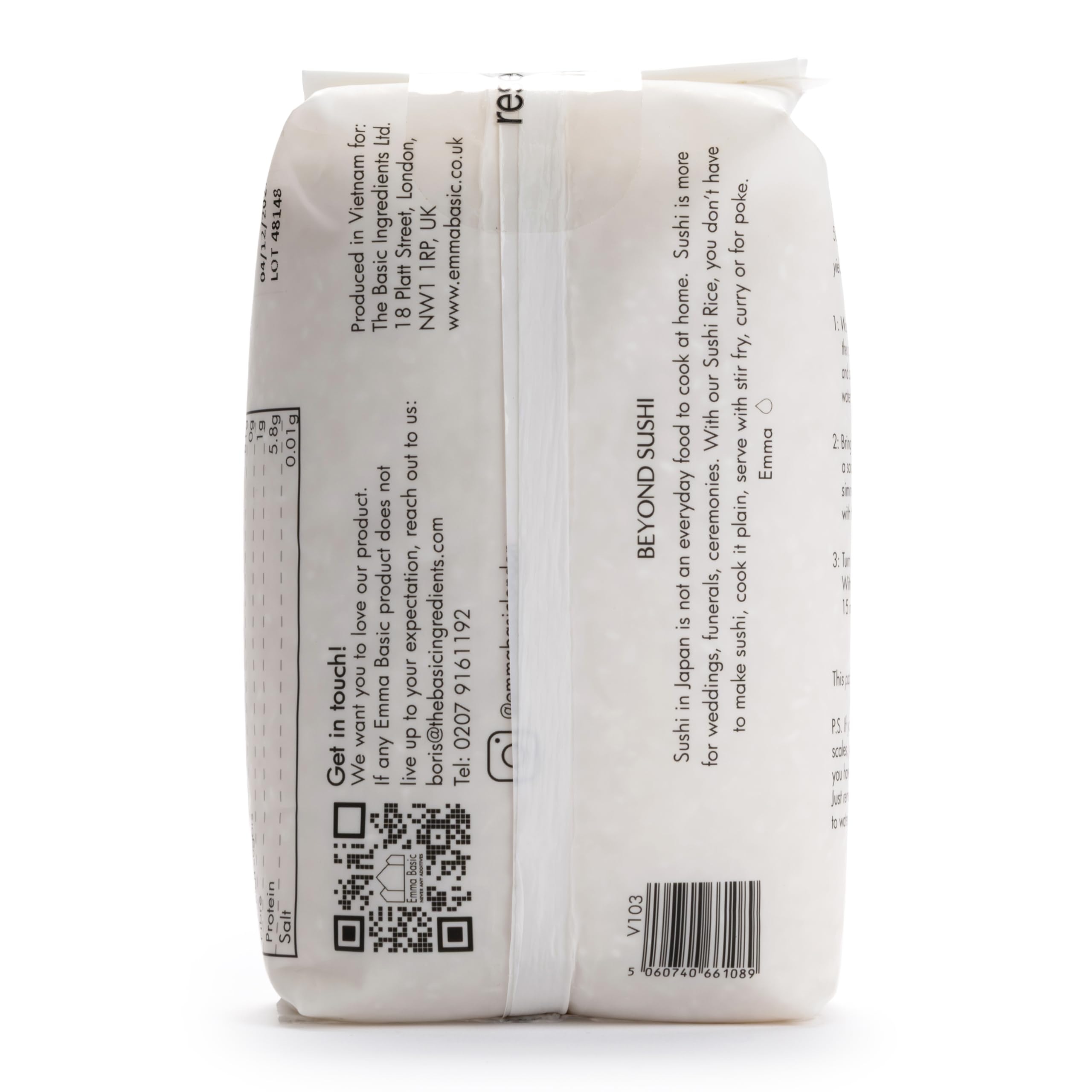 Emma Basic Koshi Haruki Sushi Rice - Superior Grade Japonica | 500g Bag | Gluten Free