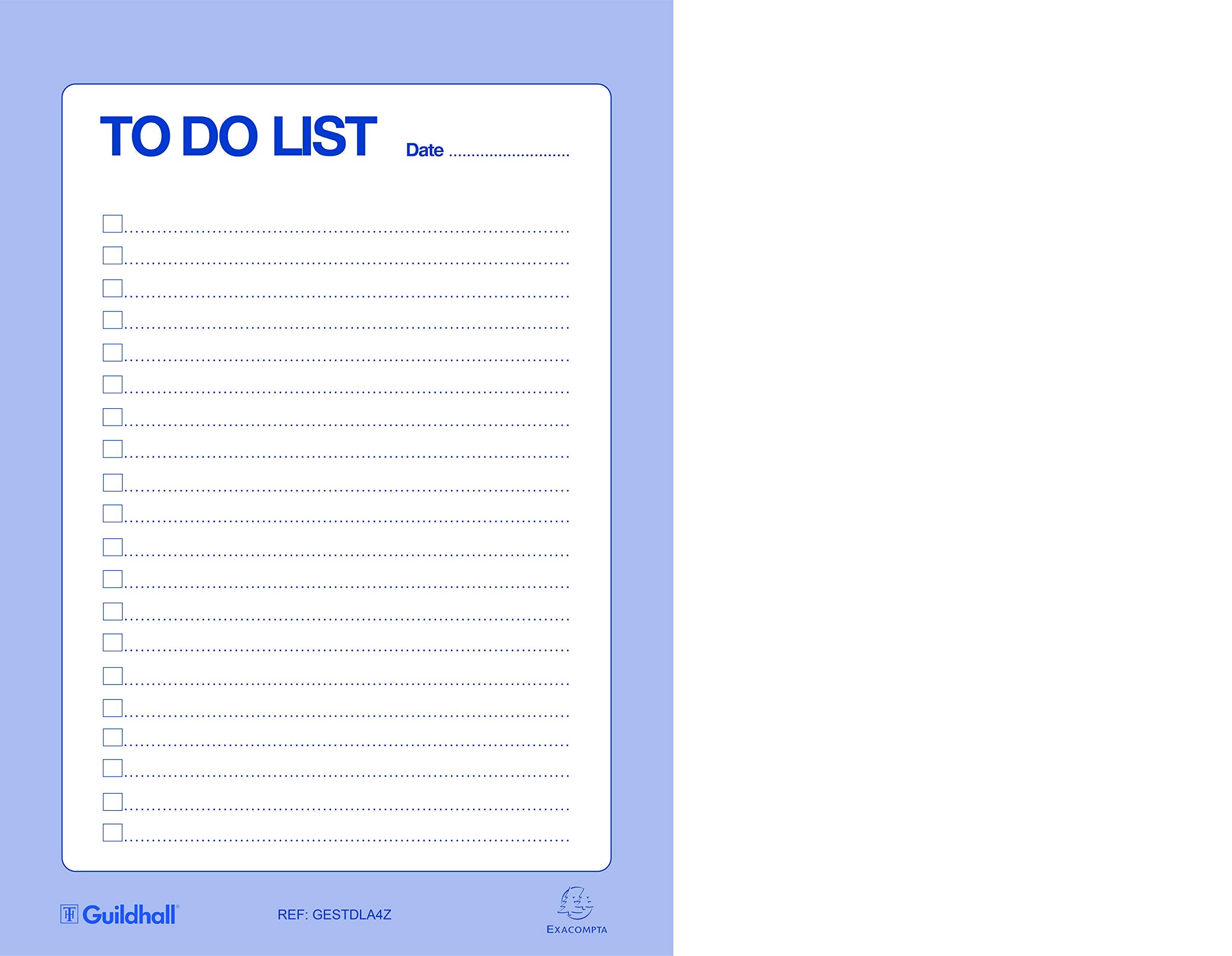 Exacompta Guildhall Essentials To Do List Pad - A4 Size, 60 Sheets, Blue/White