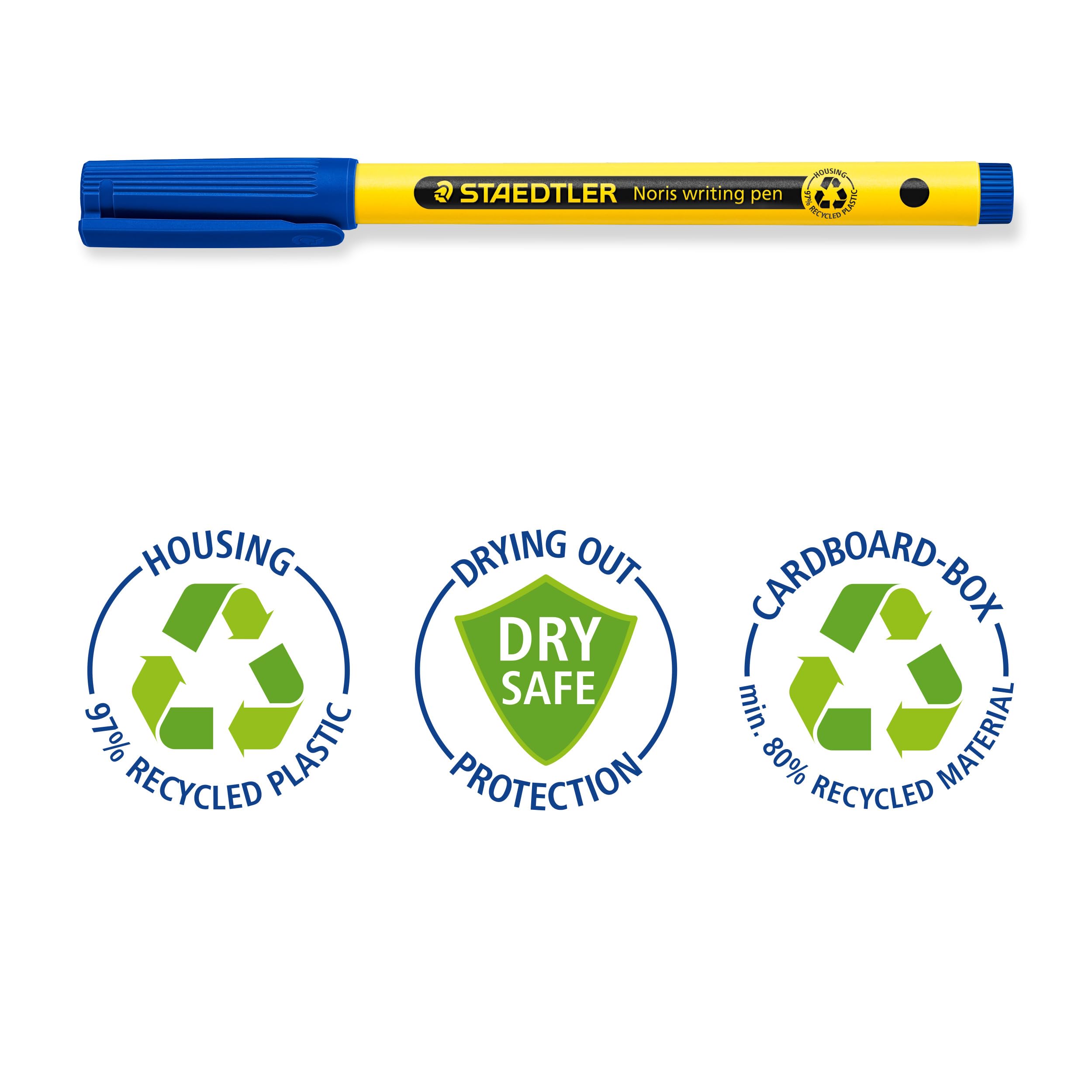 STAEDTLER Noris Handwriting Pen - Blue | 0.6mm Fineliner Tip | Pack of 4 5