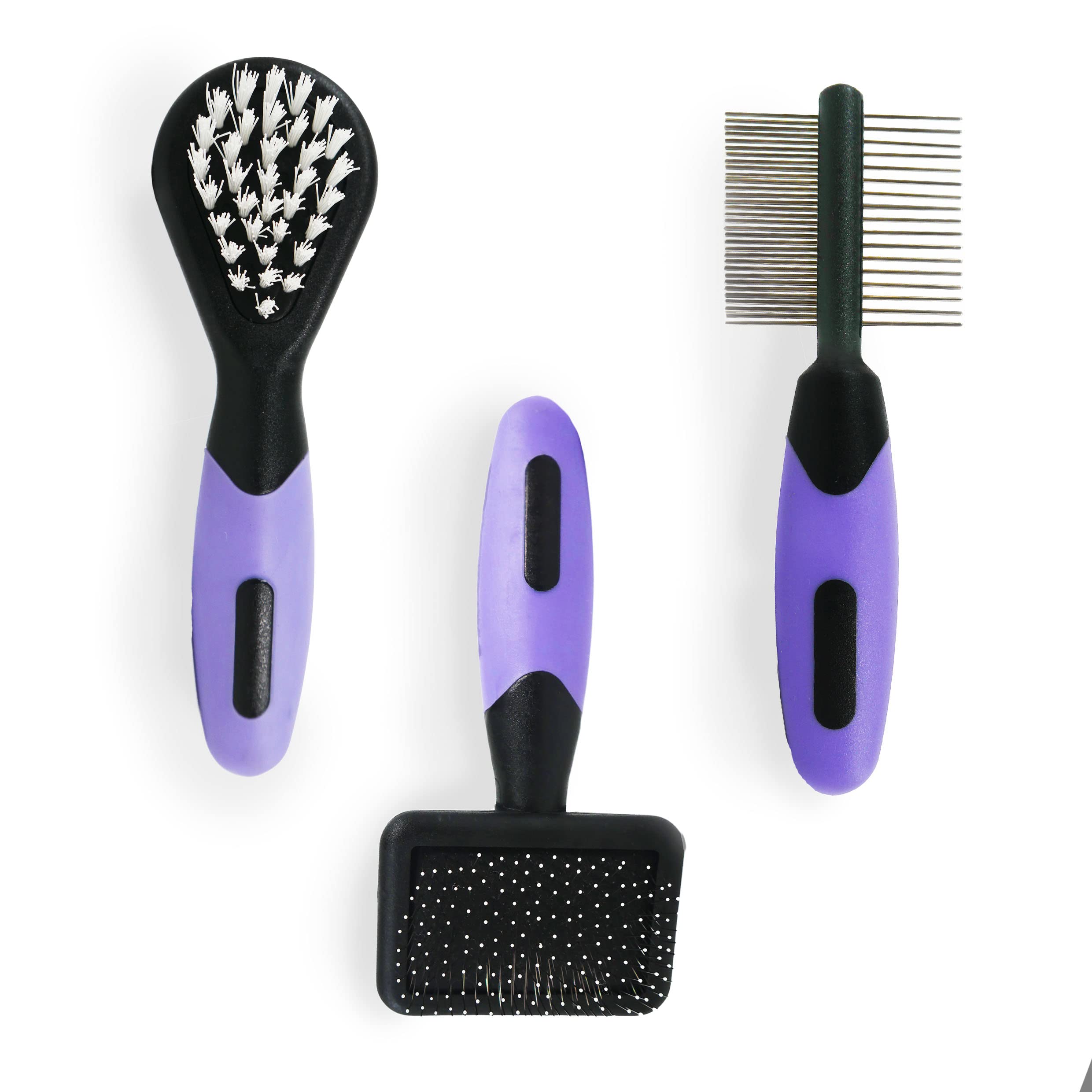 Rosewood Options Mini Grooming Set for Dogs | Detangling & Shine Enhancing | Purple Wood Handles 2
