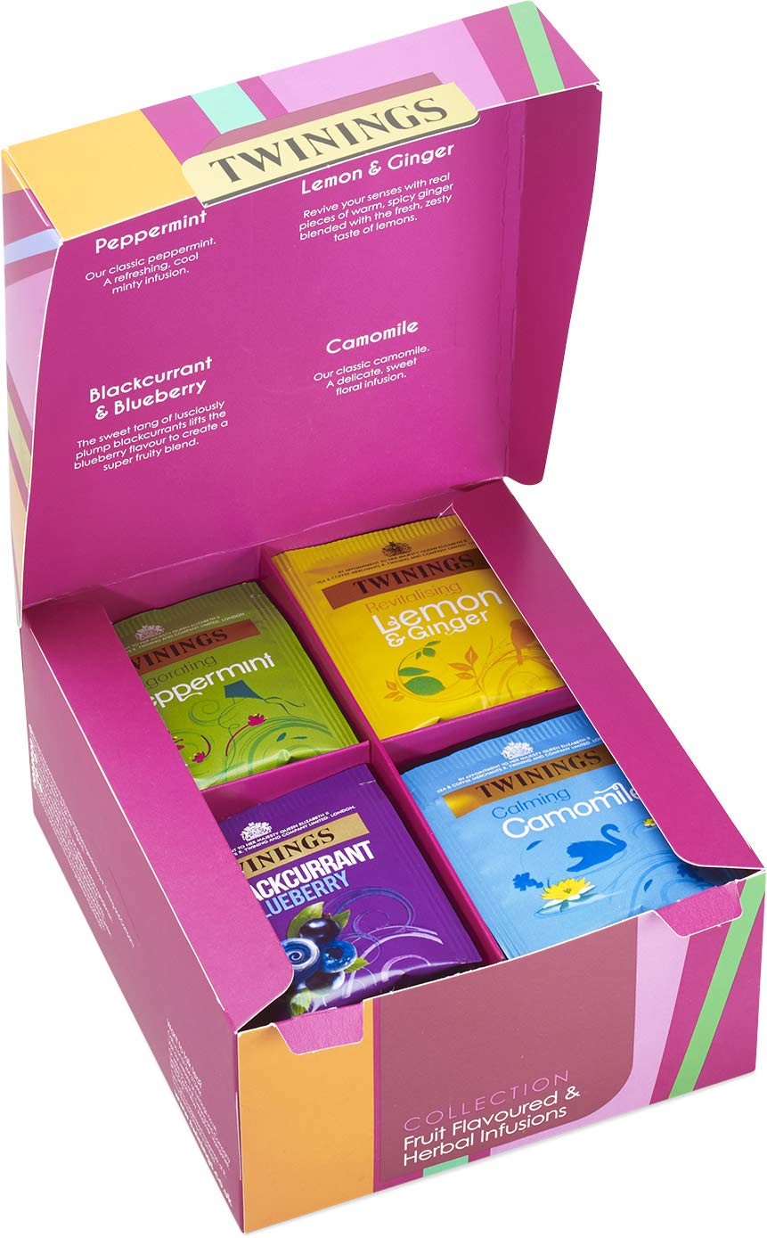 Twinings Infusions Selection Variety Geschenkset – 40 umhüllte Teebeutel mit Pfefferminze, Zitrone &amp; Ingwer, Schwarze Johannisbeere &amp; Blaubeere, Kamille 5