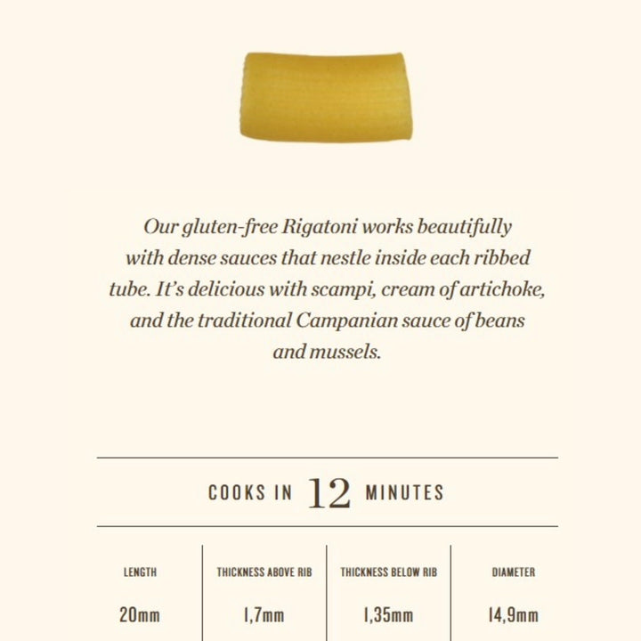 Rummo Gluten-Free Mezzi Rigatoni No. 51 – Organic Italian Pasta, Short Tubular Shape for Sauces & Baking