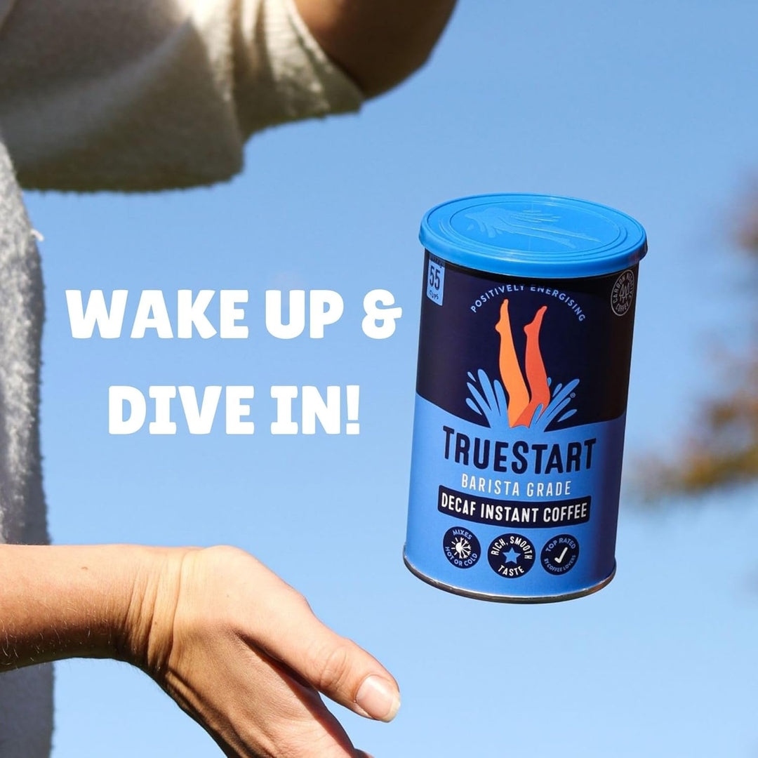 TrueStart Barista Grade DECAF Instant Coffee - 100g (55 Cups), Premium Freeze-Dried Colombian Arabica
