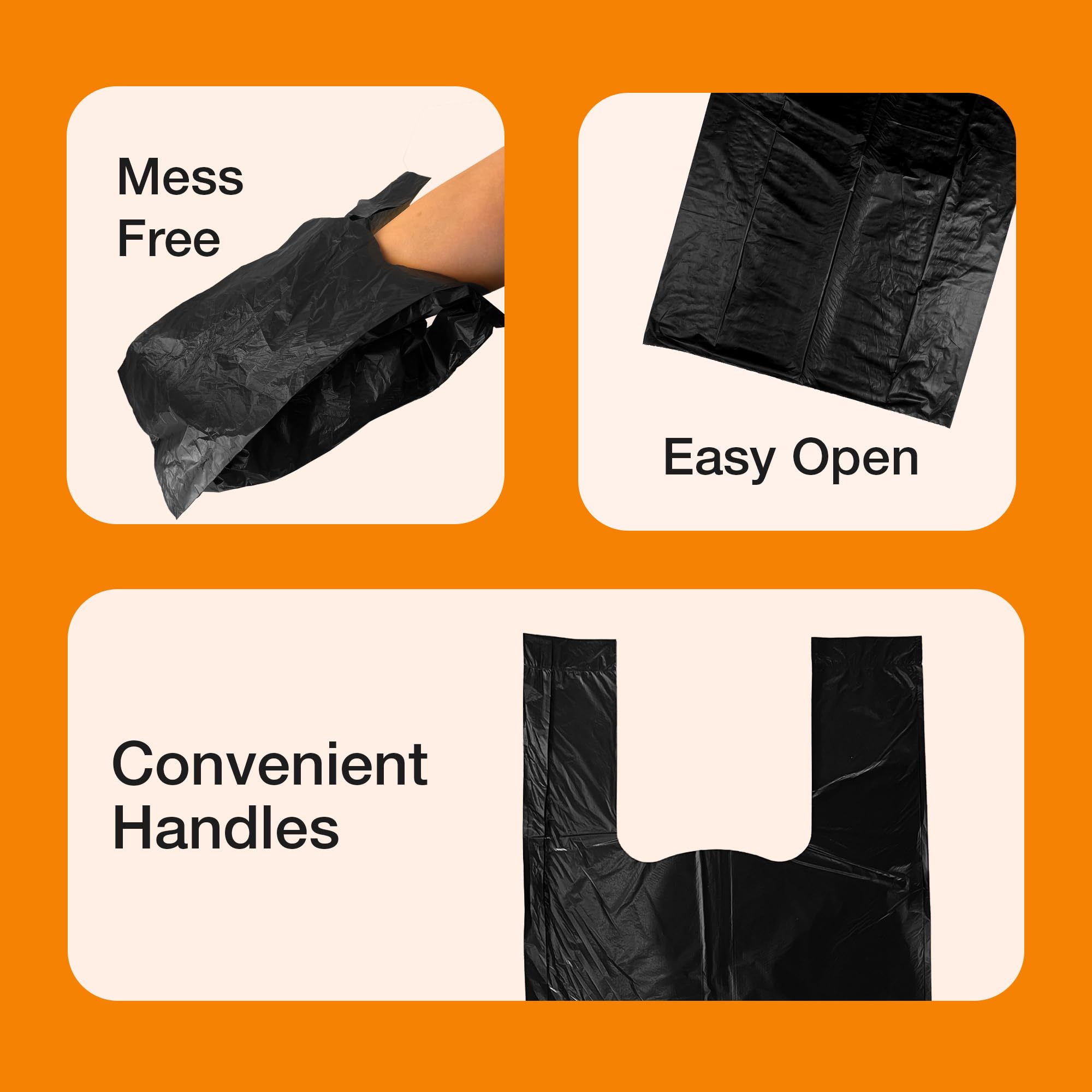 Petface Degradable Dog Poop Bags - 50 Count Pack | Tie Handle | Black 3