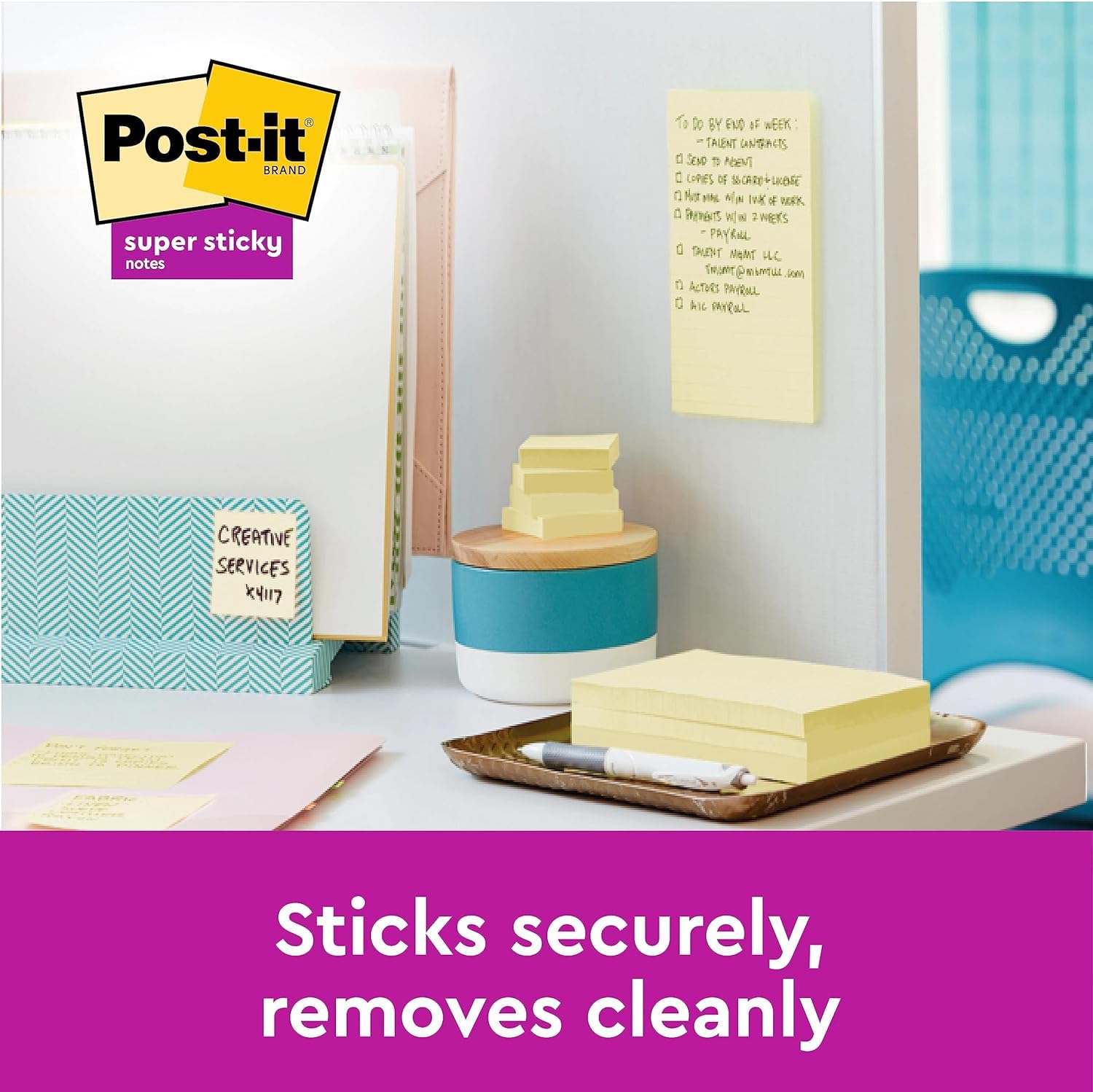Post-it Super Sticky Notes - 540 Sheets | 76 mm x 76 mm Yellow Square Notes 3