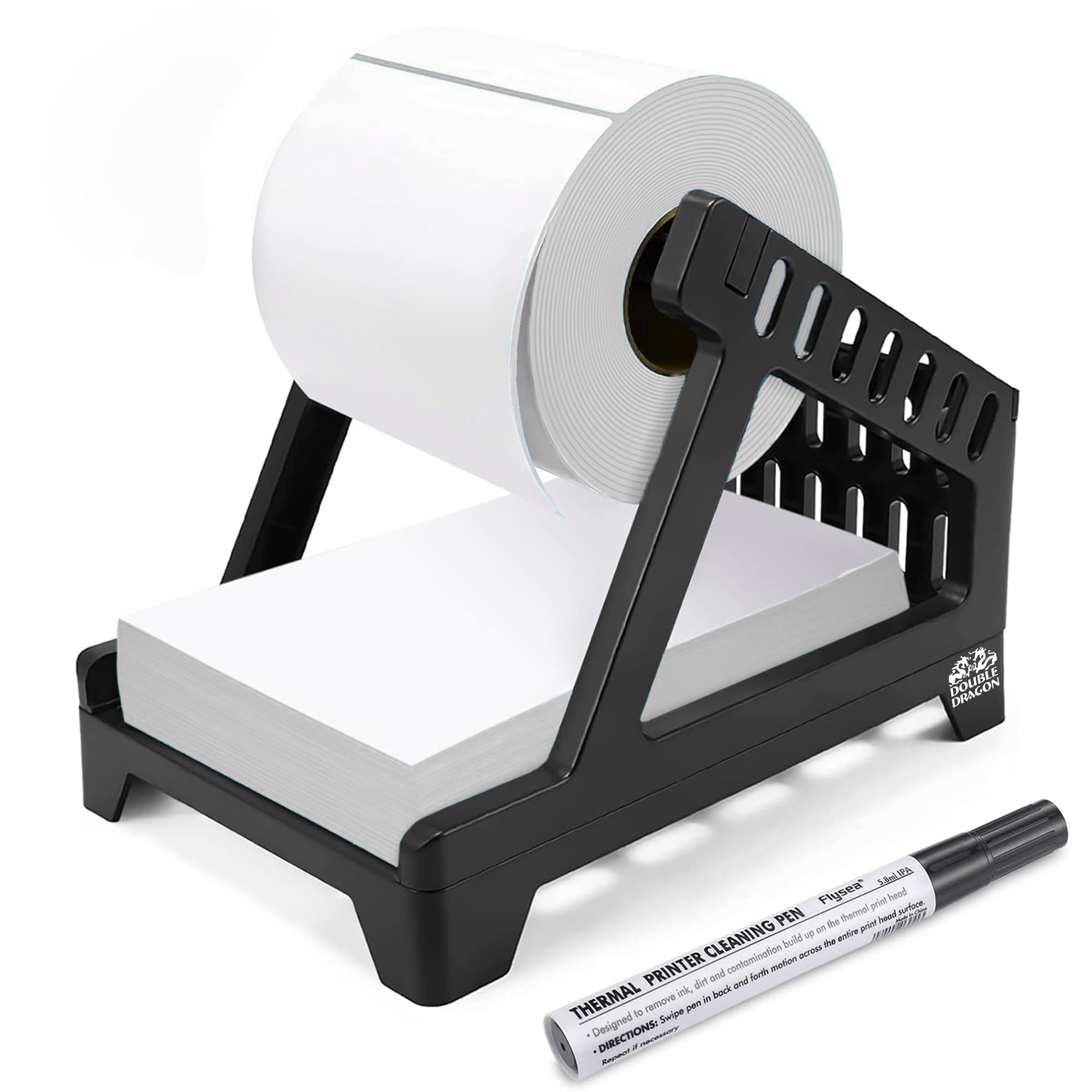 Double Dragon Thermal Label Holder and Dispenser for 4x6 Labels | ABS Construction | Black 1