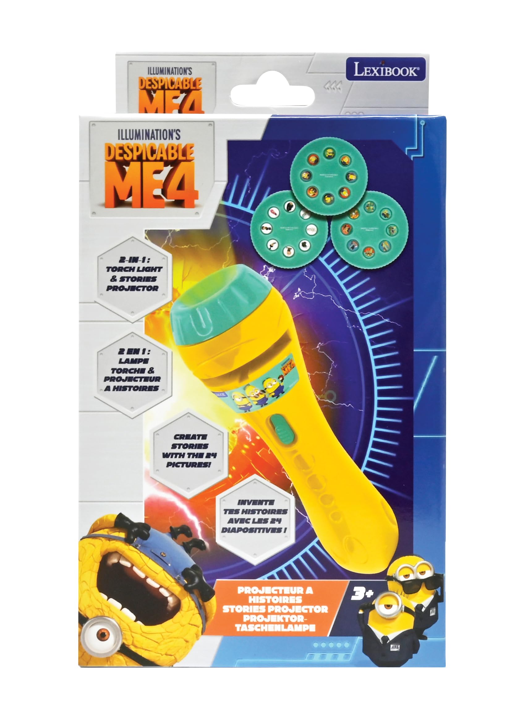 LEXIBOOK Despicable Me Minions Story Projector & Torch - 24 Images, 3 Discs, Ages 3+ 4