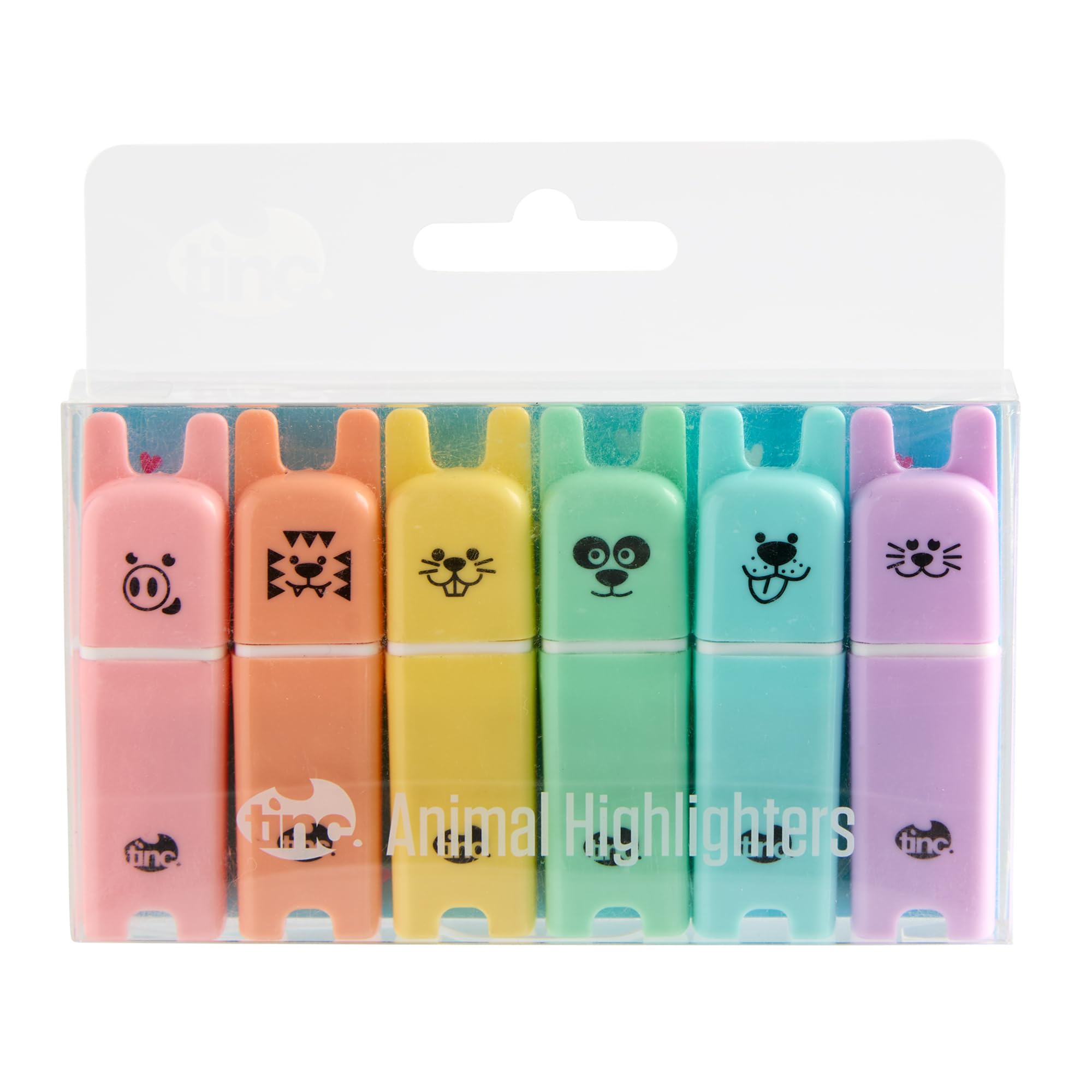 Tinc Animal Character Highlighter Pens - Set of 6 Pastel Chisel-Tip Highlighters 2