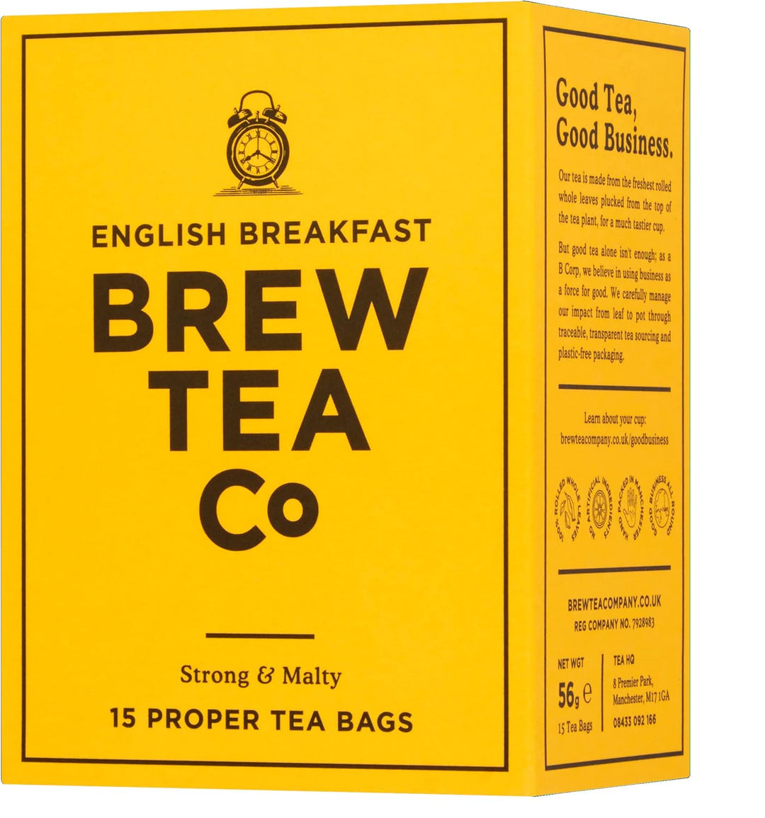 Brew Tea Co English Breakfast Whole Leaf Tea Bags, 15-Pack