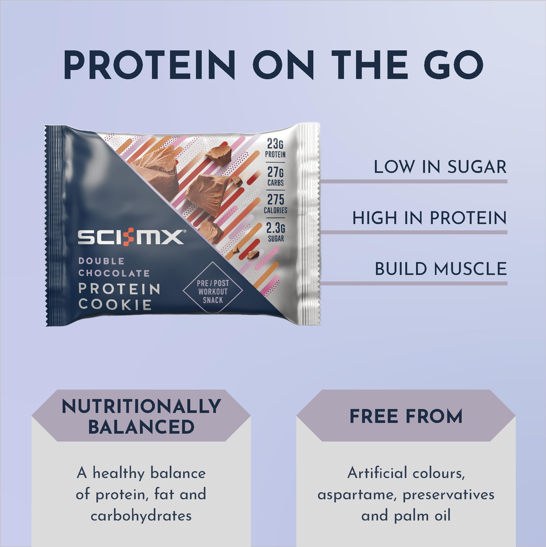 SCI-MX High Protein Double Chocolate Cookie Box - 23g Protein | 2.3g Sugar | 12 x 75g Pack 2