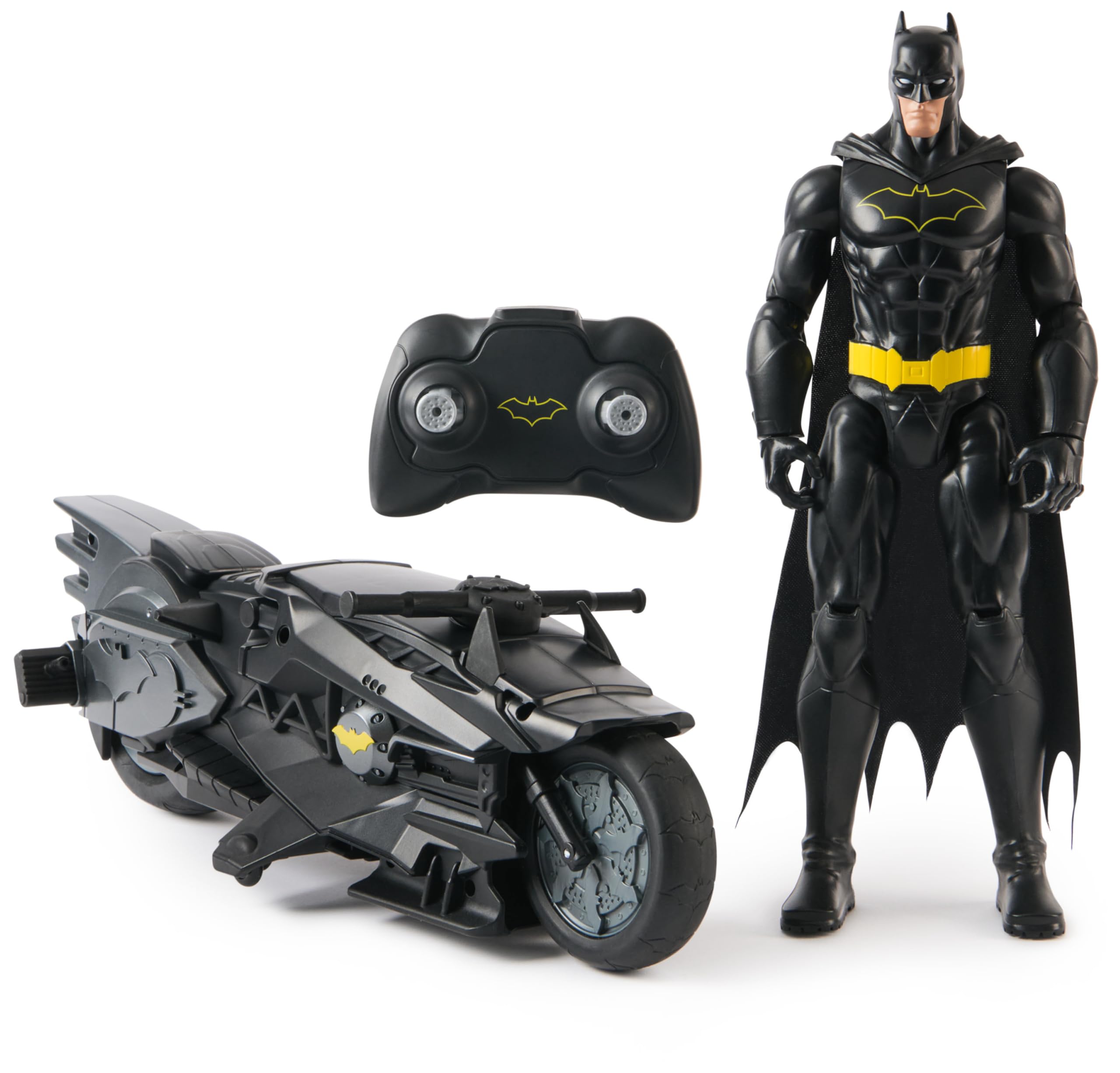 Batman Stealth Remote Control Batcycle with 30cm Batman Action Figure - Remote-Controlled Vehicle for Kids 1