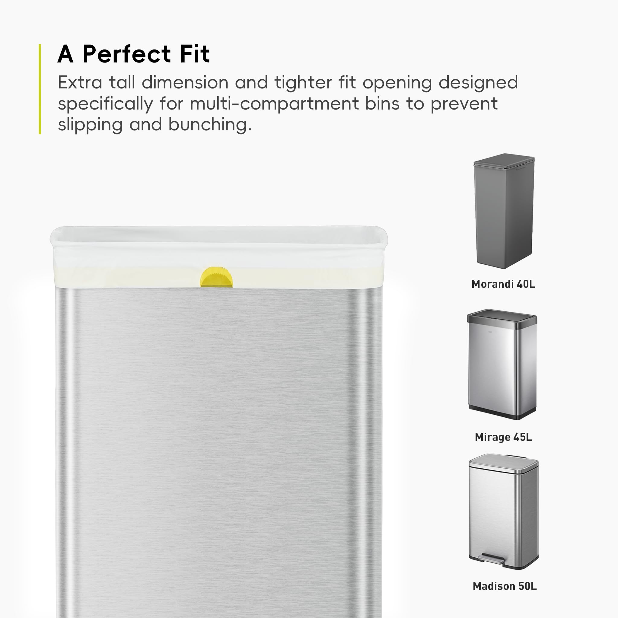 EKO Extra Strong Drawstring Bin Liners for 40-60L Kitchen Bins - 12 Pack White Trash Bags 7