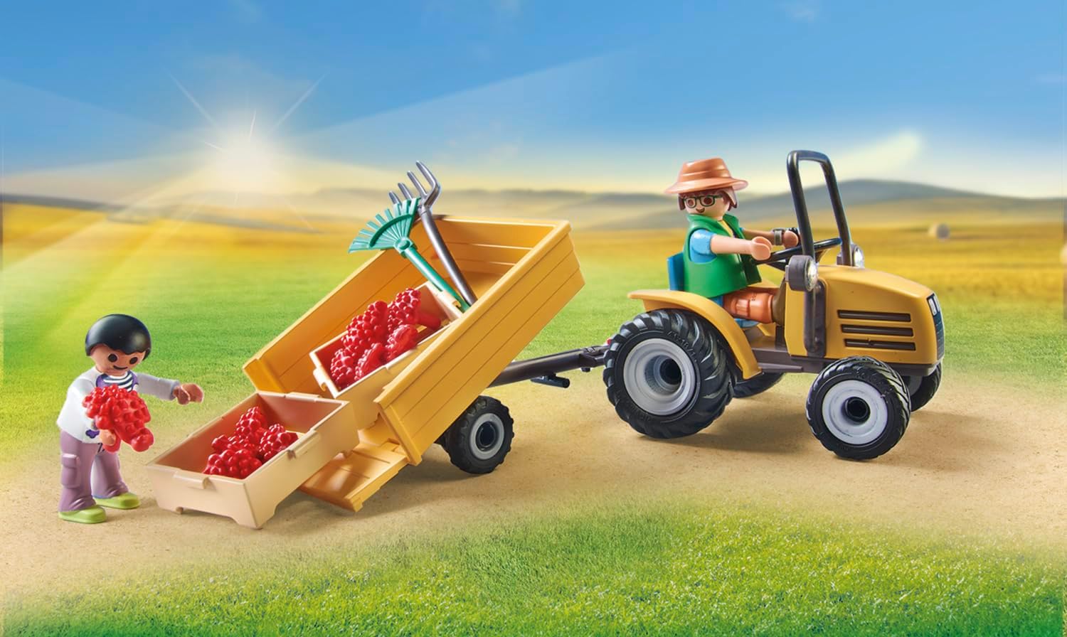 Playmobil 71442 Country Tractor with Trailer and Water Tank Playset - Farm Harvest Adventure for Kids 6