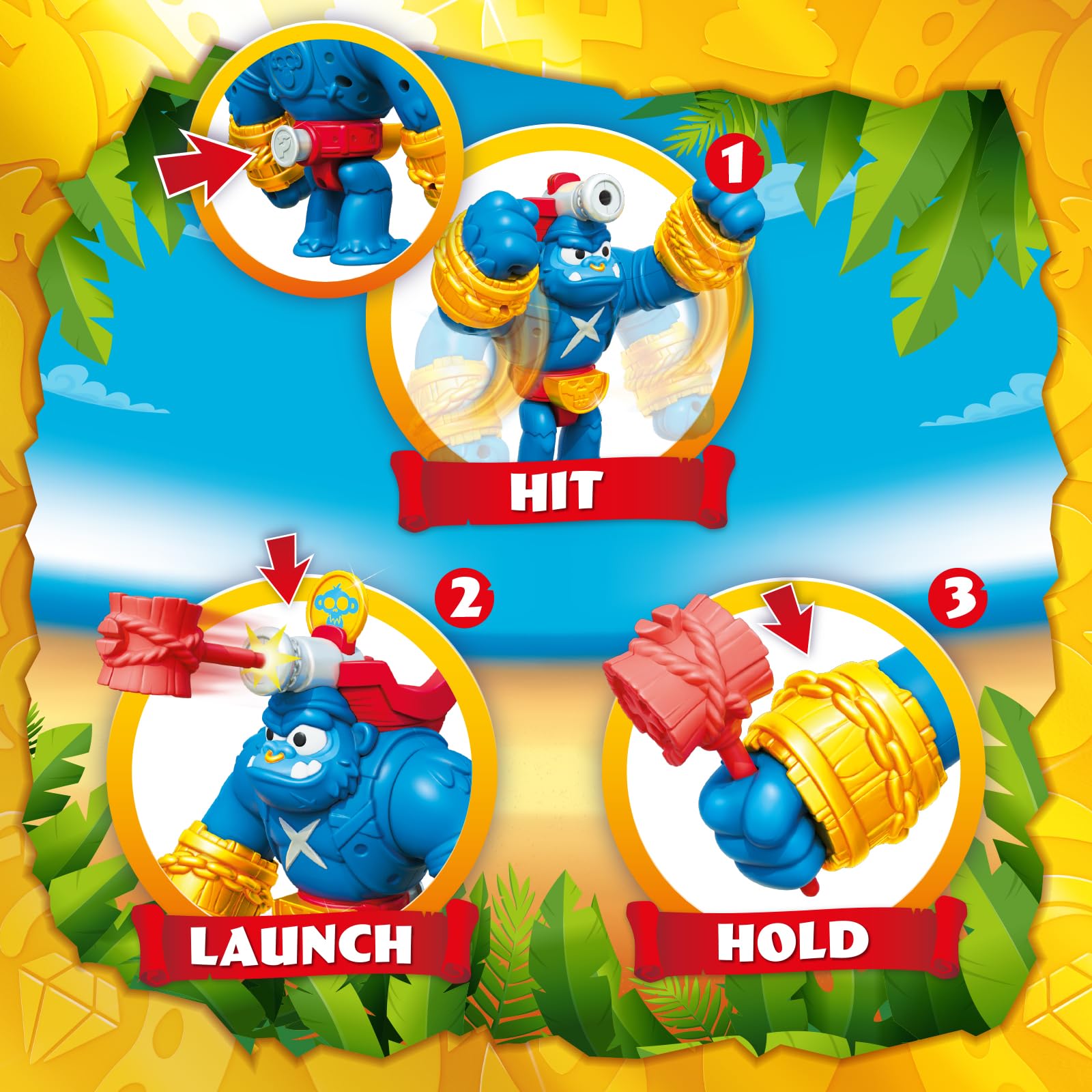 PIRATIX ADVENTURE WORLD Smash Jack Gorilla Bros Action Figure | 16.3 cm H | Blue Plastic