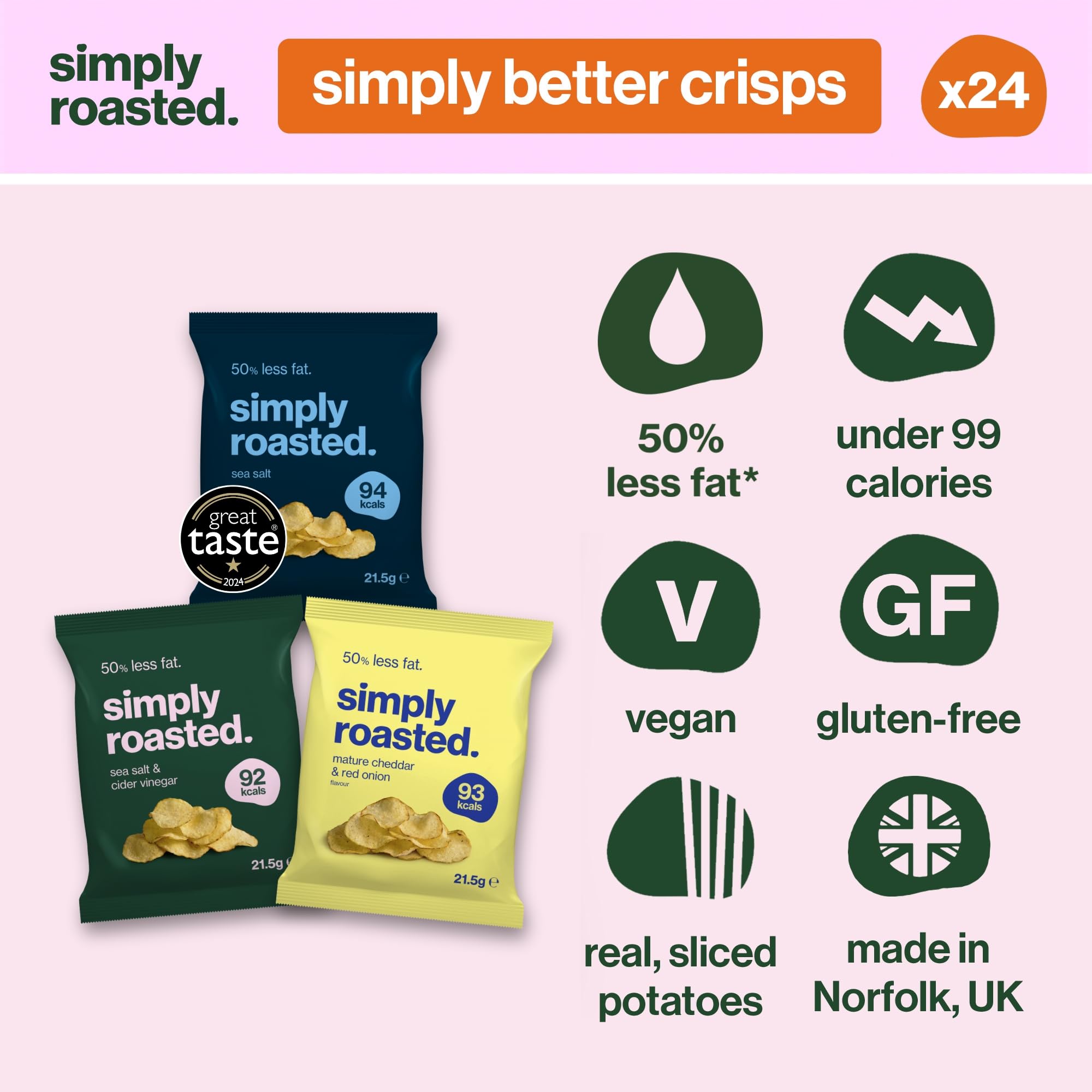 Simply Roasted Classic Mixed Snack Crisps | 24 x 21.5g Bags | Gluten-Free, Vegan, Allergen-Free 3