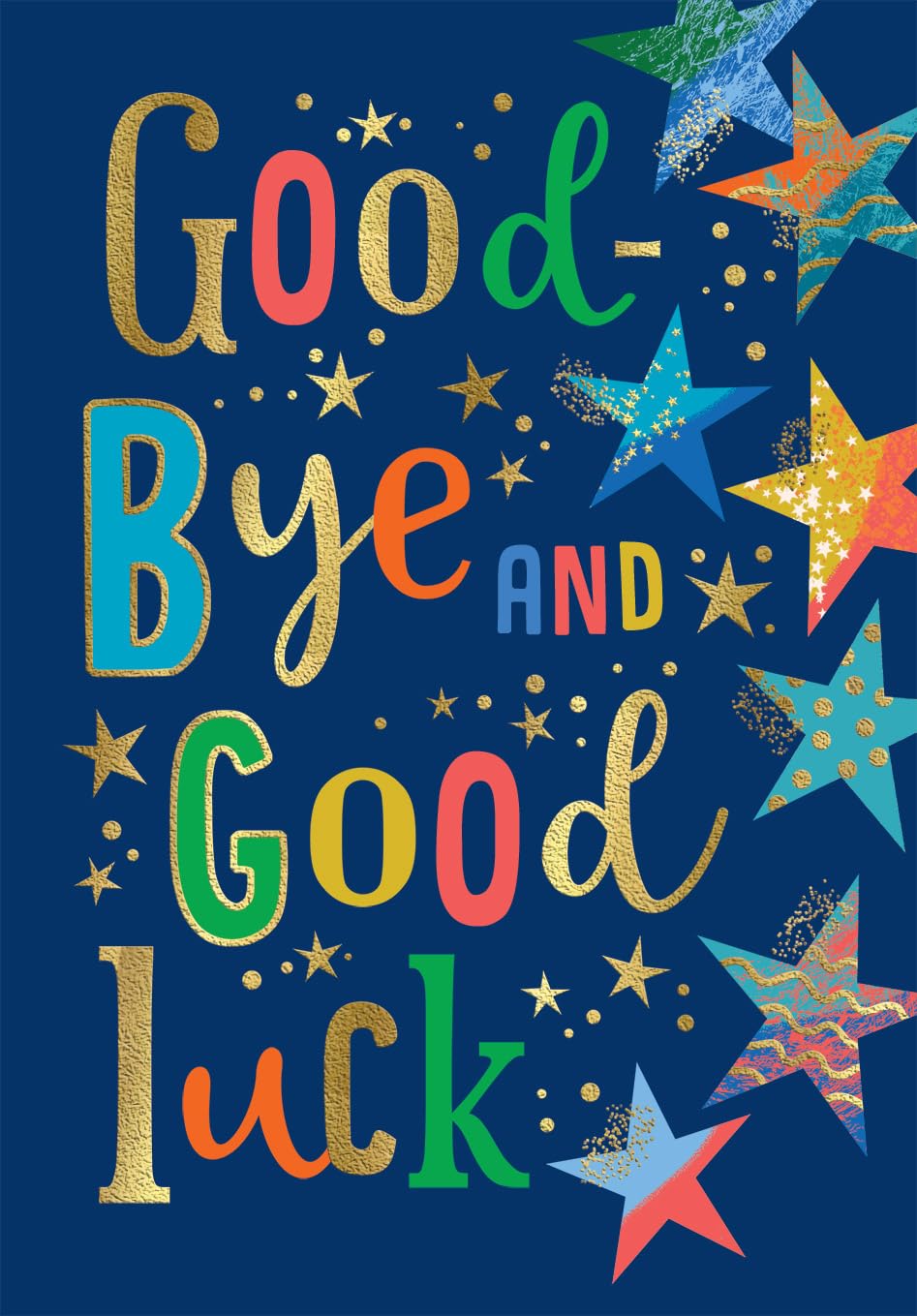 Avant Garde Studios Goodbye & Goodluck Card Stars - 9 x 6 Inch | Multicolor | Includes Envelope