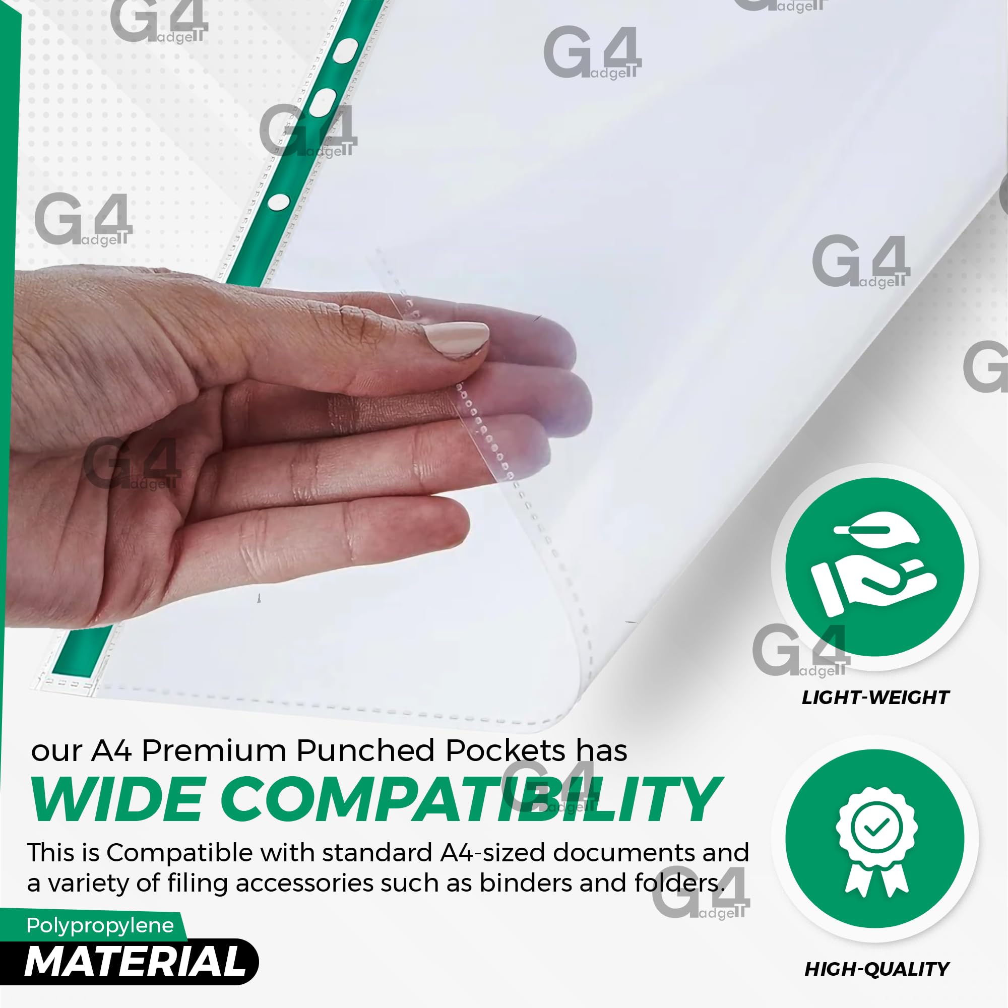 G4GADGET Heavy Duty A4 Sheet Protectors - 100 Pack | Crystal Clear | 90 Micron Polypropylene 7