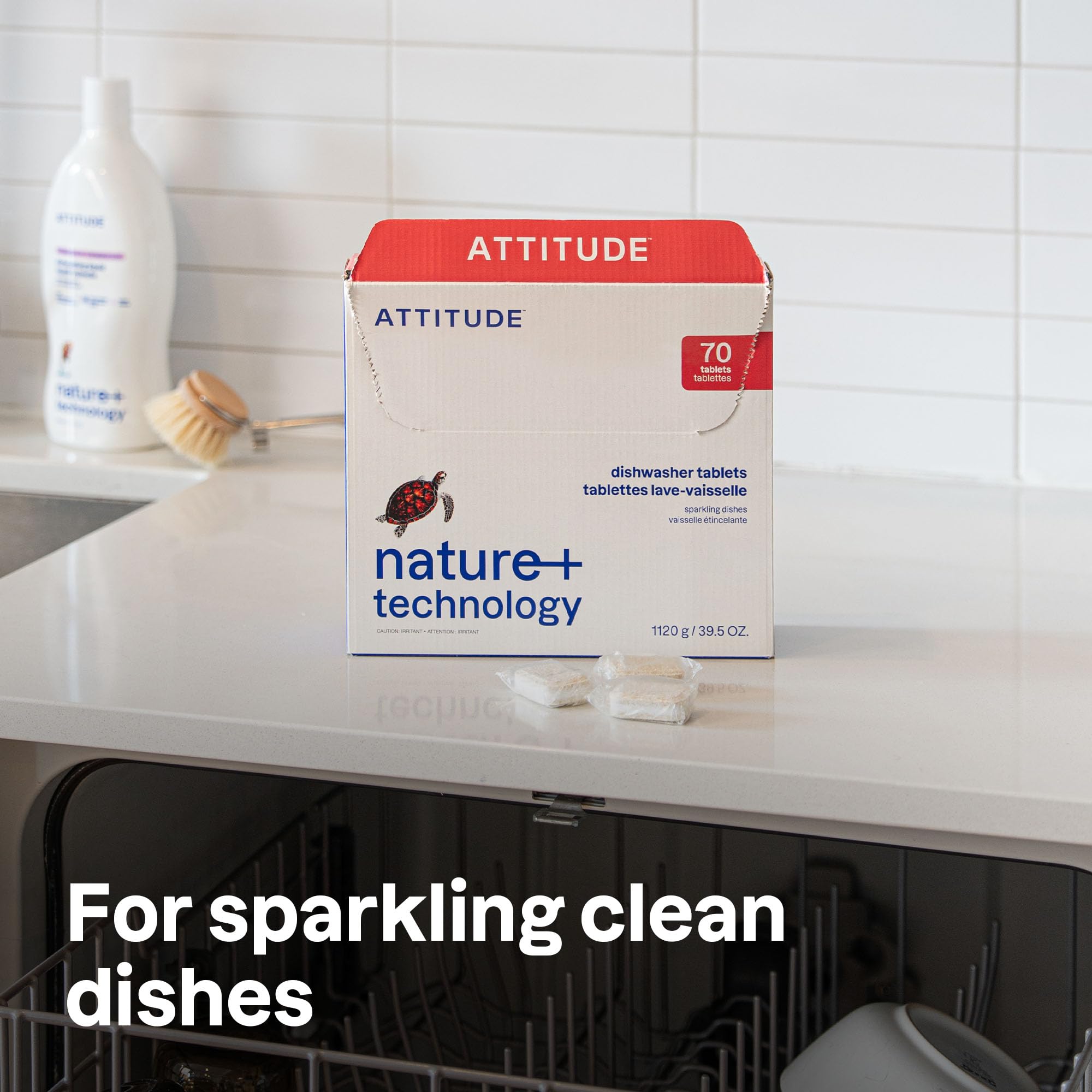 ATTITUDE Plant-Based Dishwasher Pods - Phosphate-Free, Unscented, 70 Count 2
