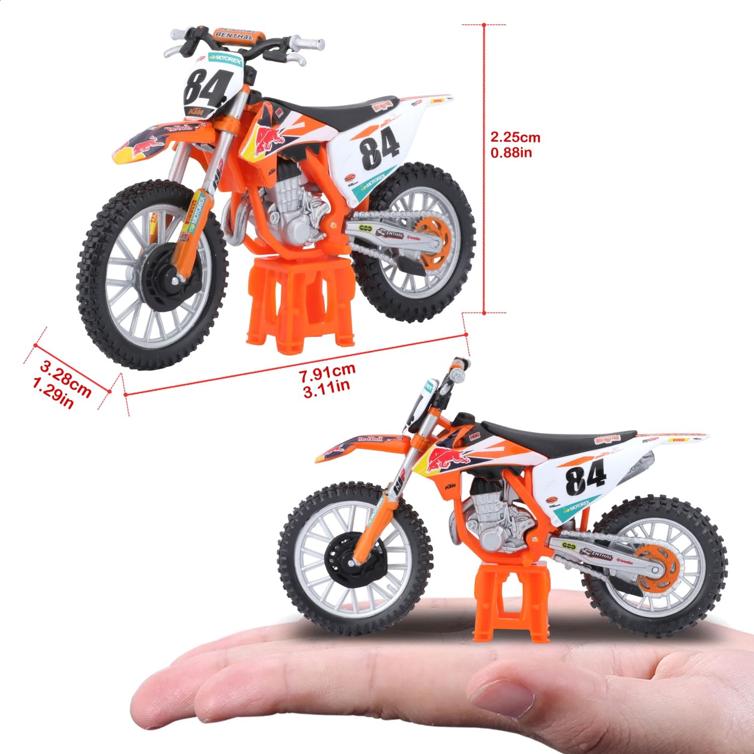 Bburago KTM 450 SX-F Factory Edition 2018 Diecast Model Motorbike 1:18 Scale Metal Orange 7