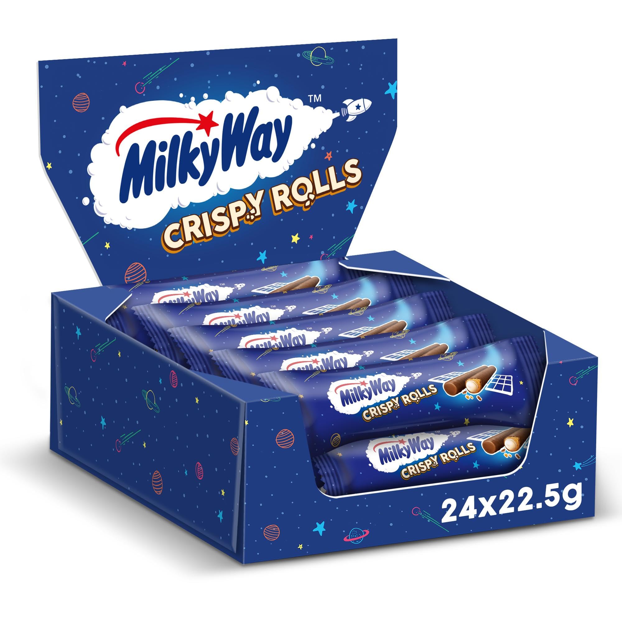 Milky Way Crispy Rolls Milk Chocolate Biscuit Snack Bar - 24 Pack of 22.5g Bars 1