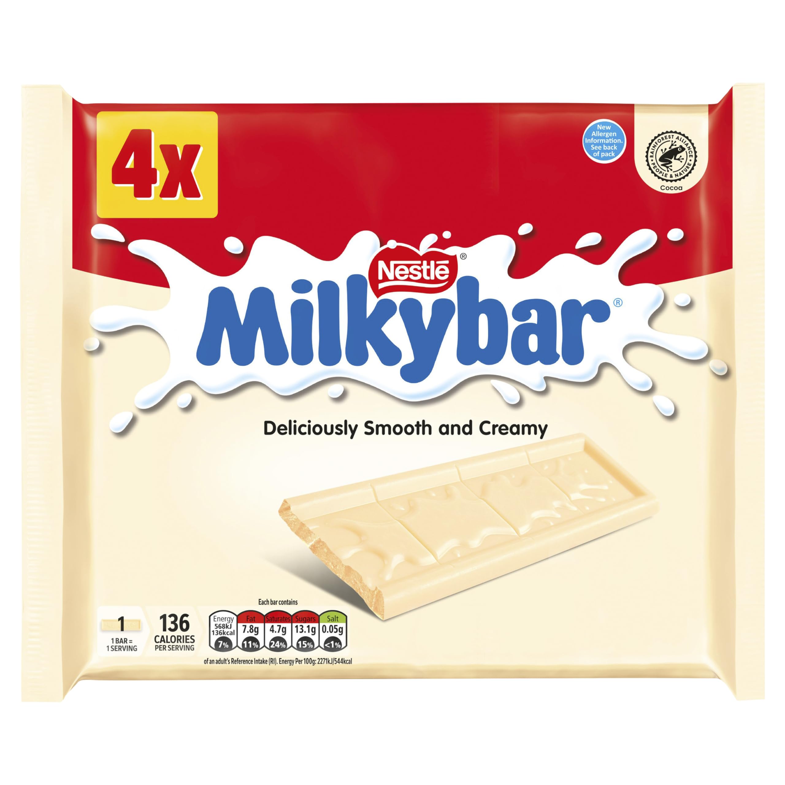 Nestle Milkybar White Chocolate Bar - 4 Pack Multipack | 130g Total