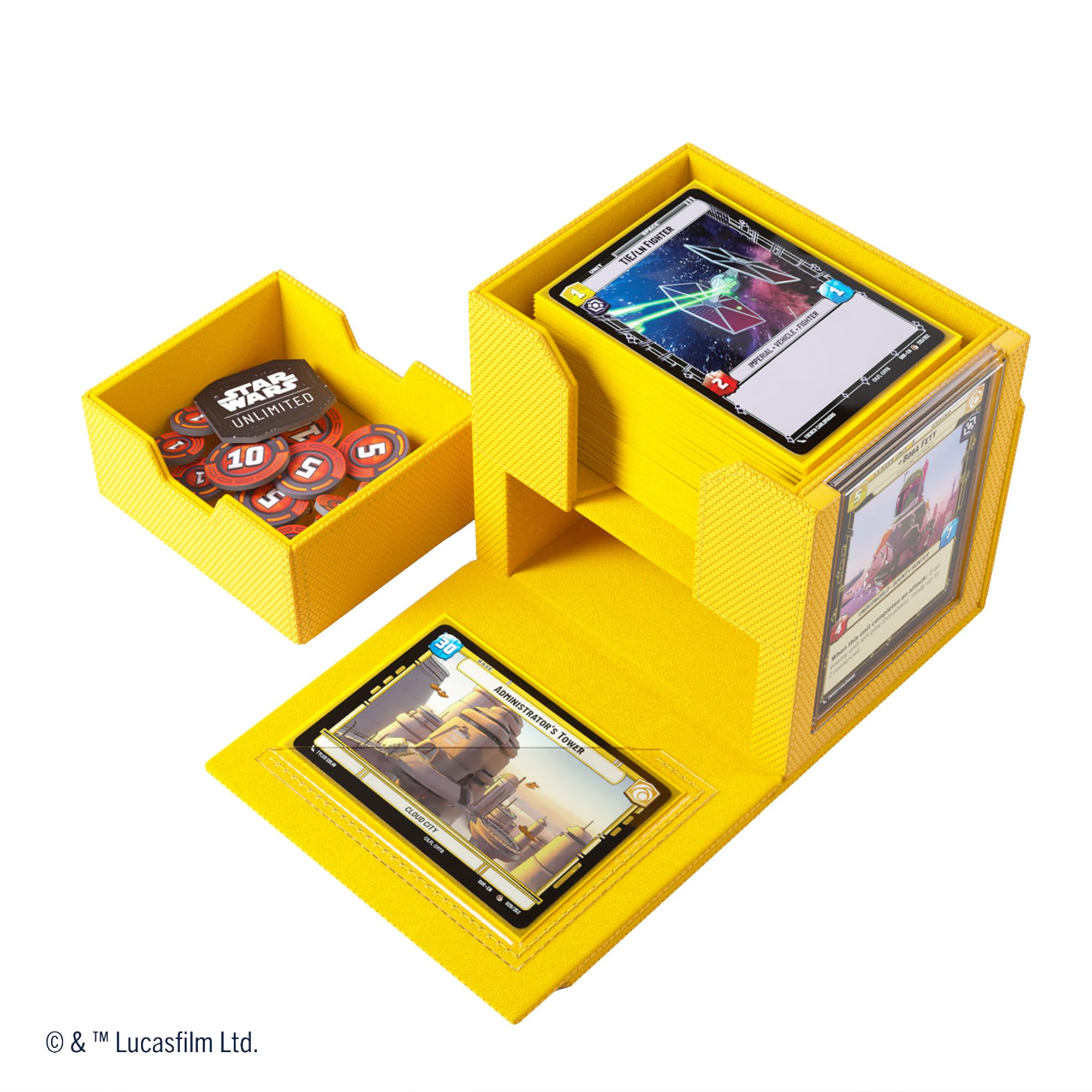 Gamegenic Star Wars Unlimited Deck Pod - Yellow | Holds 60 Double-Sleeved Cards | UV Protection Case 5