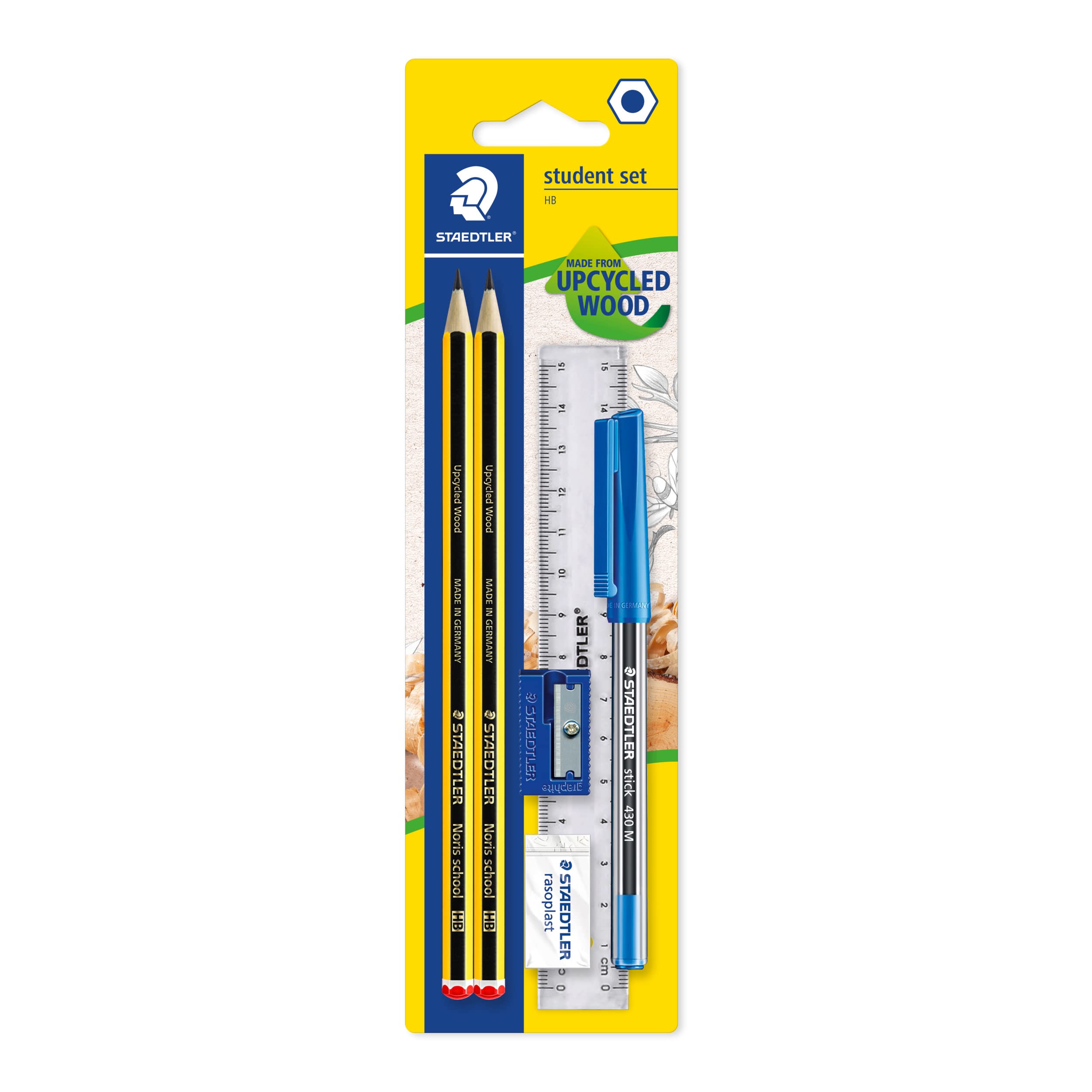 STAEDTLER Noris Graphite HB Pencil Set - 2 Pencils, Pen, Ruler, Sharpener, Eraser | School & Office Use 1