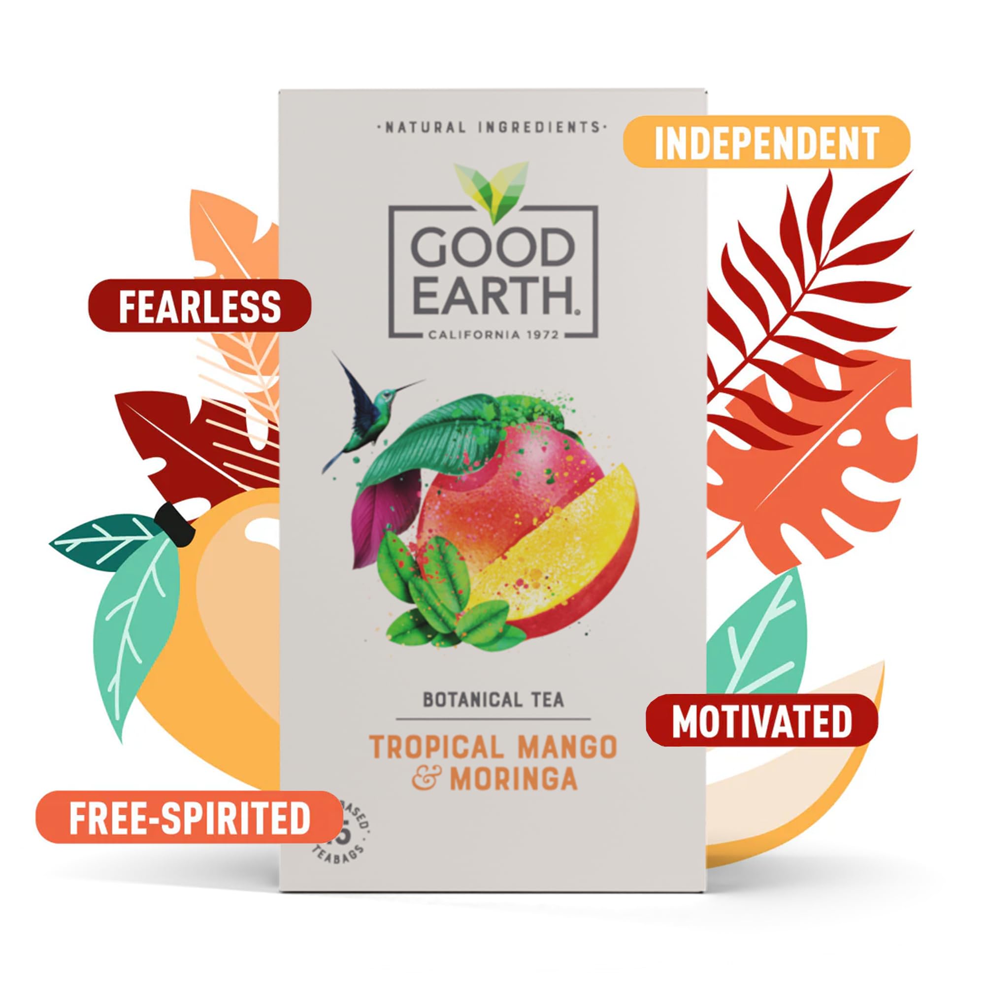 Good Earth Tea Co. Tropical Mango & Moringa Herbal Tea Bags - 15 Count (Pack of 5)