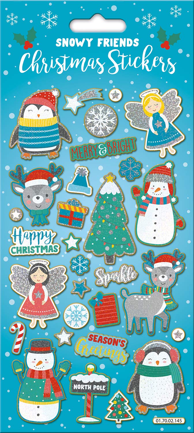 Paper Projects Sparkly Reusable Christmas Sticker Collection - Snowy Friends, Santa's Workshop, Holly Jolly Designs 4