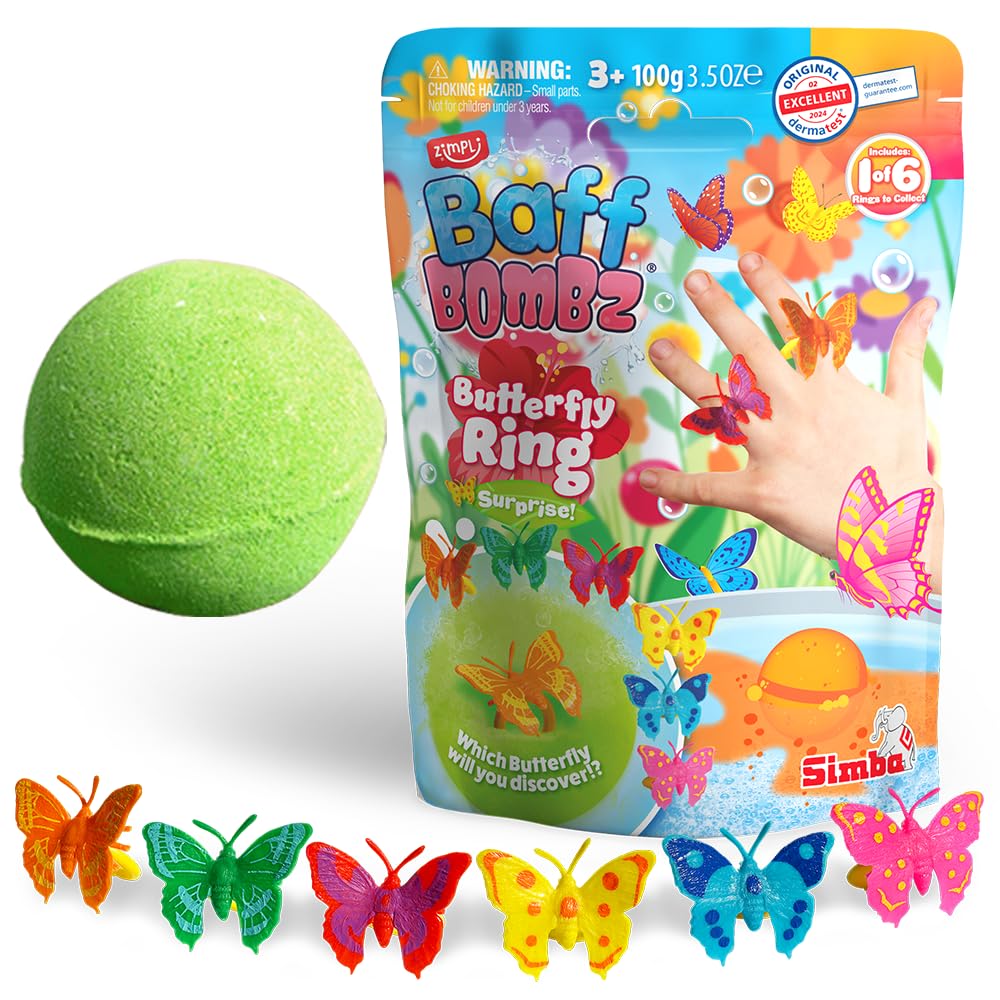 ZIMPLI Large Butterfly Ring Surprise Bath Bomb - 100g | Moisturizing | Strawberry Scent 1