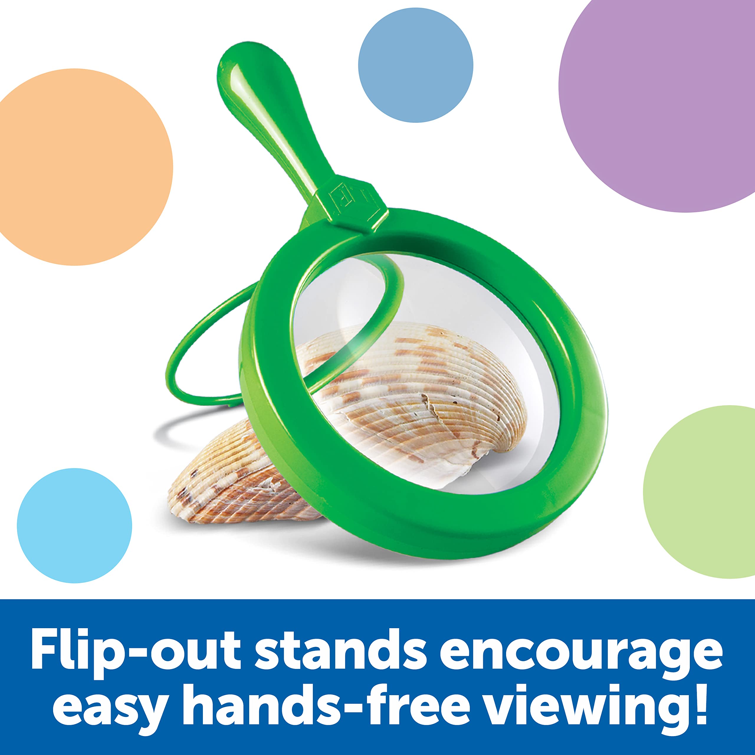 Learning Resources Jumbo Magnifiers - 4.5x Magnification Set of 6 for Kids 10
