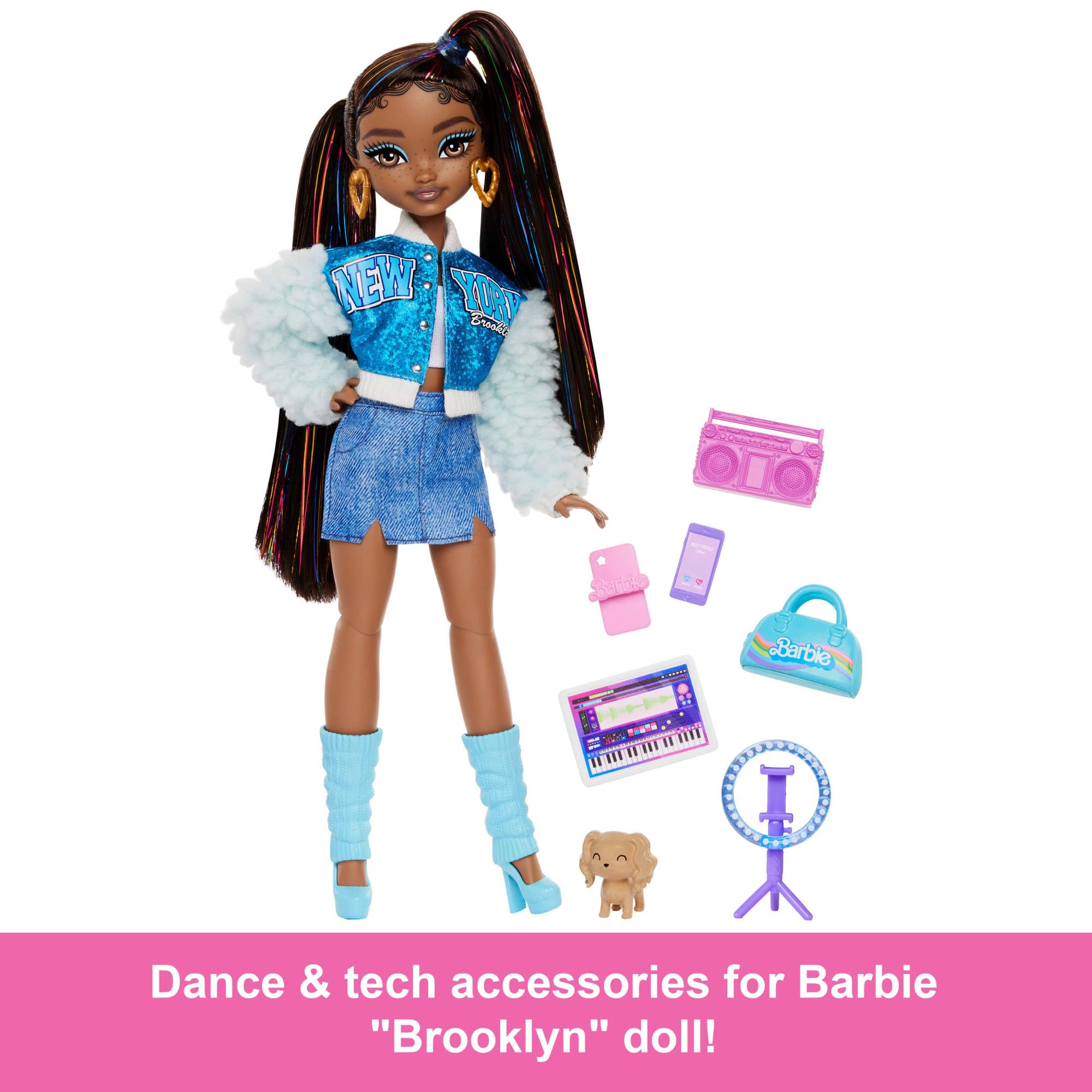 Barbie Dream Besties Playset - Brooklyn Doll with 9 Music Accessories, Posable Fashion Doll for Kids 2