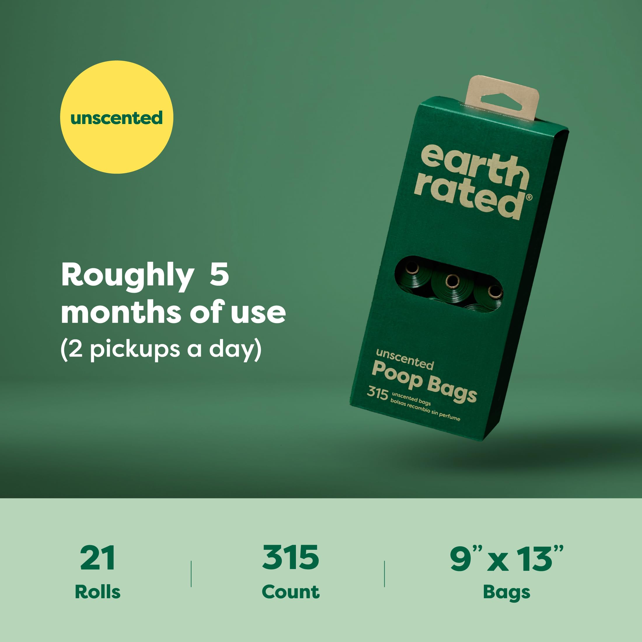 Earth Rated Unscented Dog Poo Bags - 315 Count Refill Rolls | Extra Thick & Leak Proof 6