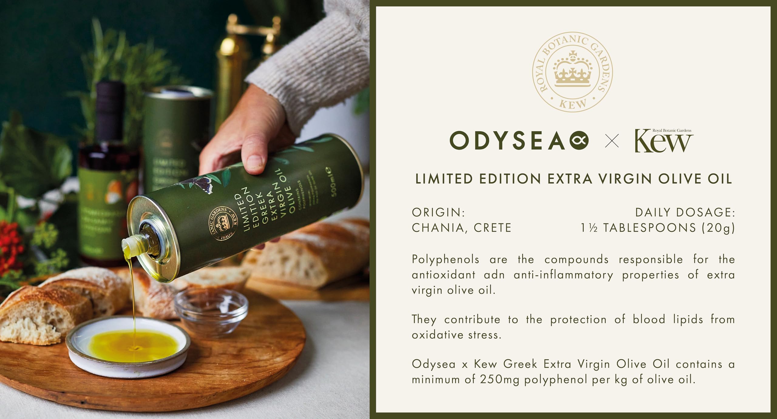 Odysea x Kew Gardens - High Polyphenol Greek Extra Virgin Olive Oil 500ml 3
