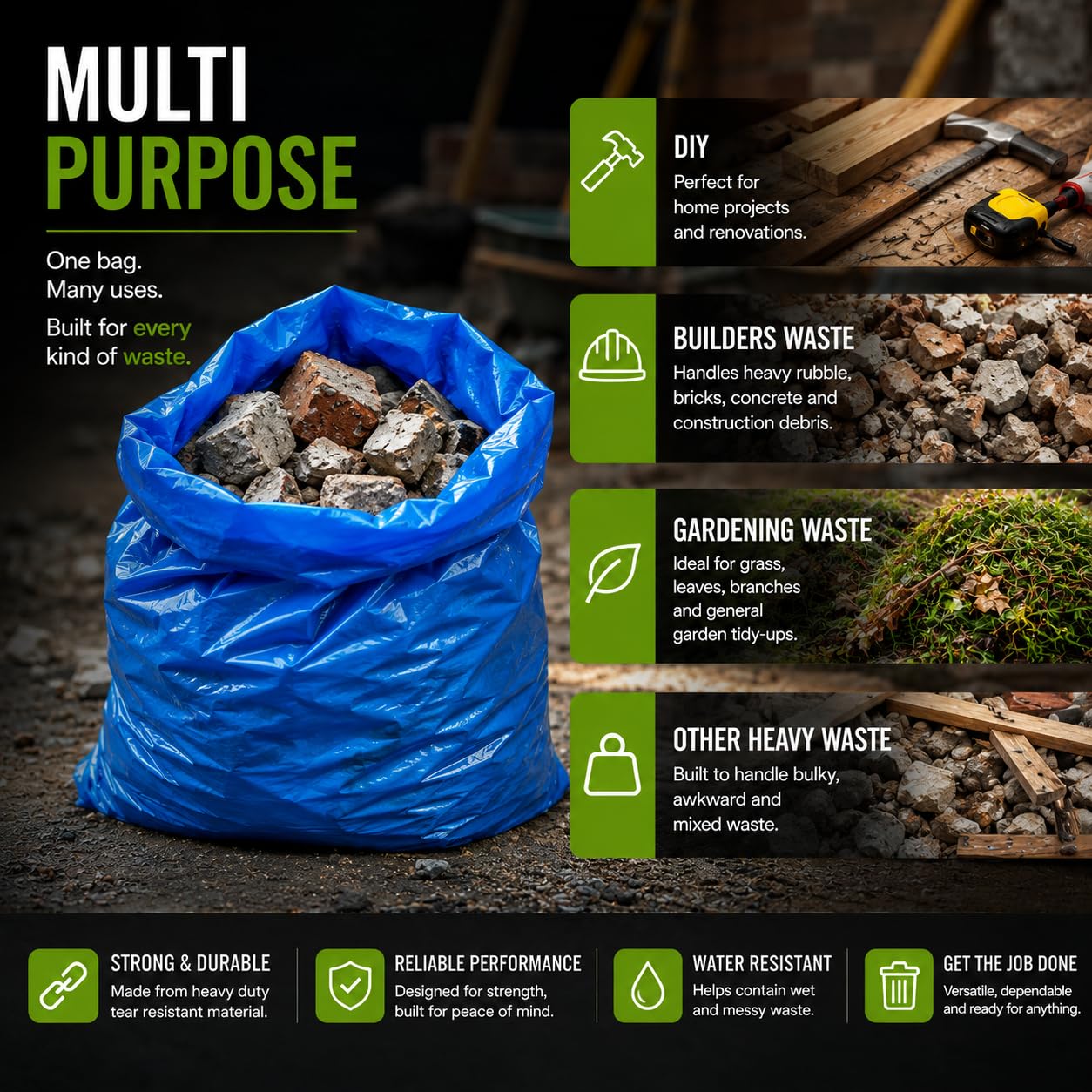 EcoBag Rubble Sacks - Heavy Duty Bin Liners | 40 Litre Capacity | 20 Count 2