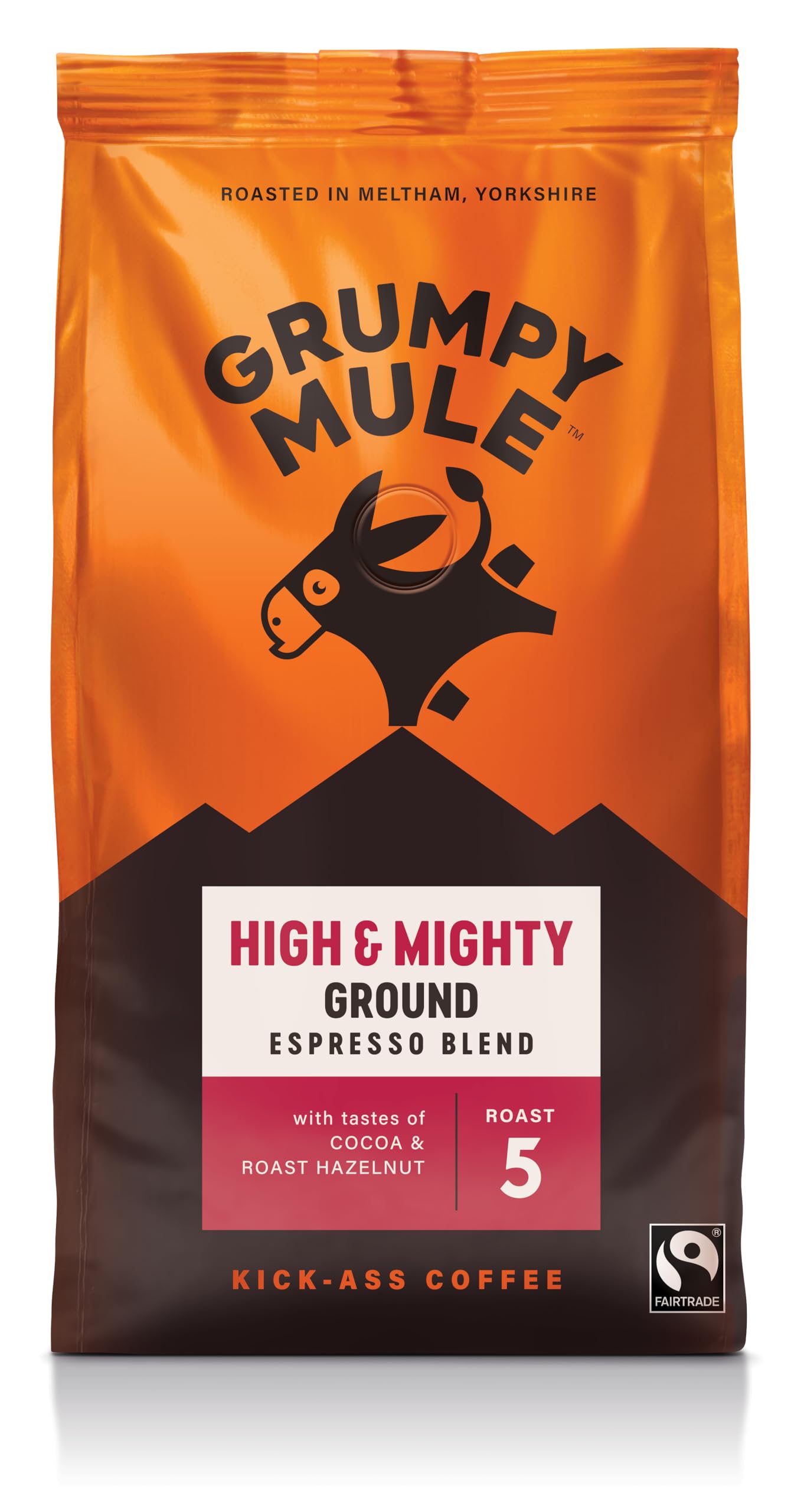 Grumpy Mule High and Mighty Espresso Blend Ground Coffee - Bold Taste, Cocoa & Hazelnut Notes | 200 g 1